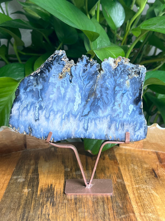 Blue Plume Agate Slab: AK