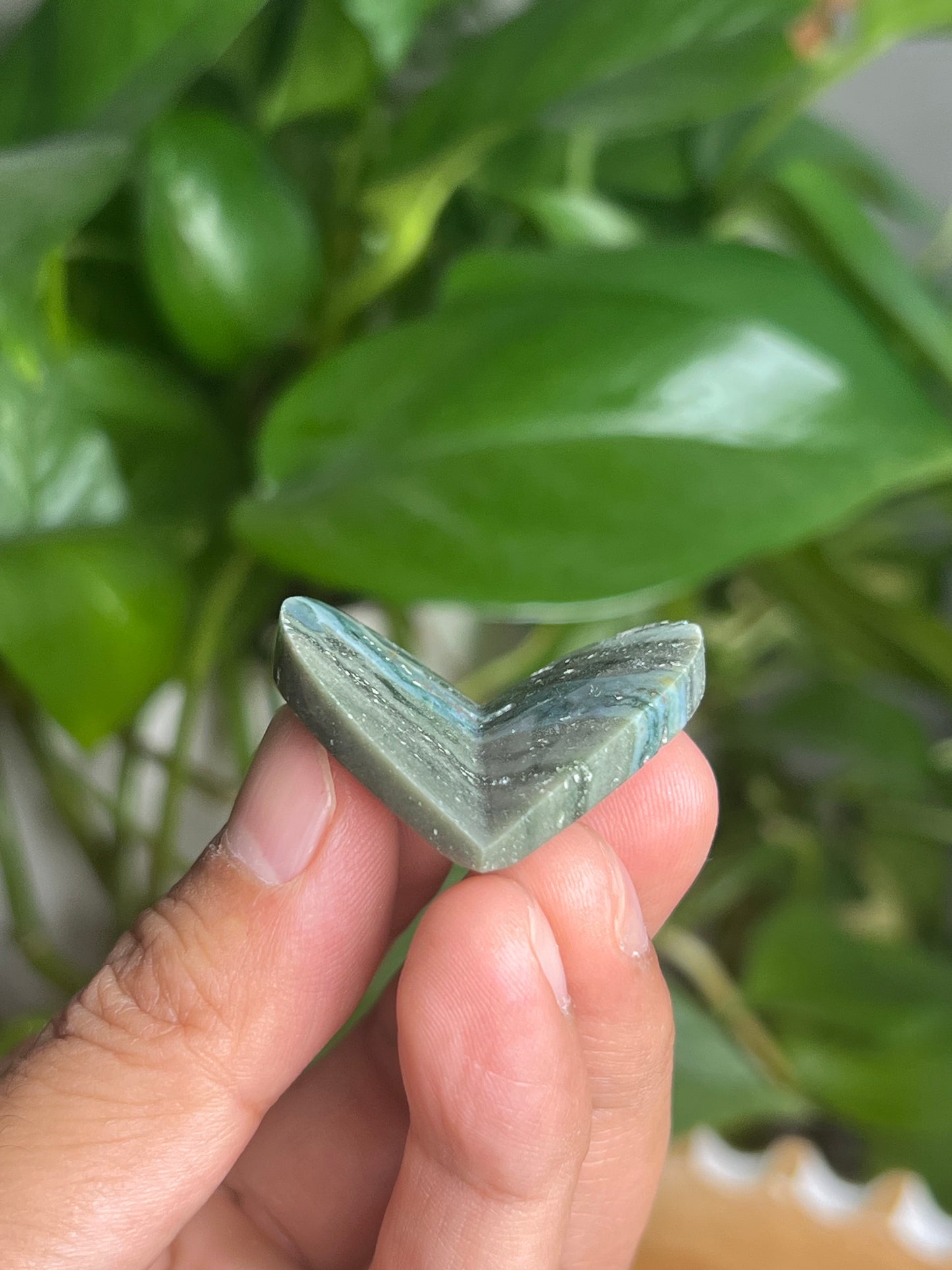 Blue Green Jasper 3D Butterfly Heart: DG
