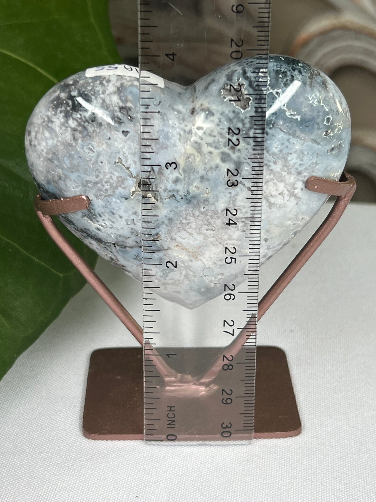 Blue Plume Agate Heart