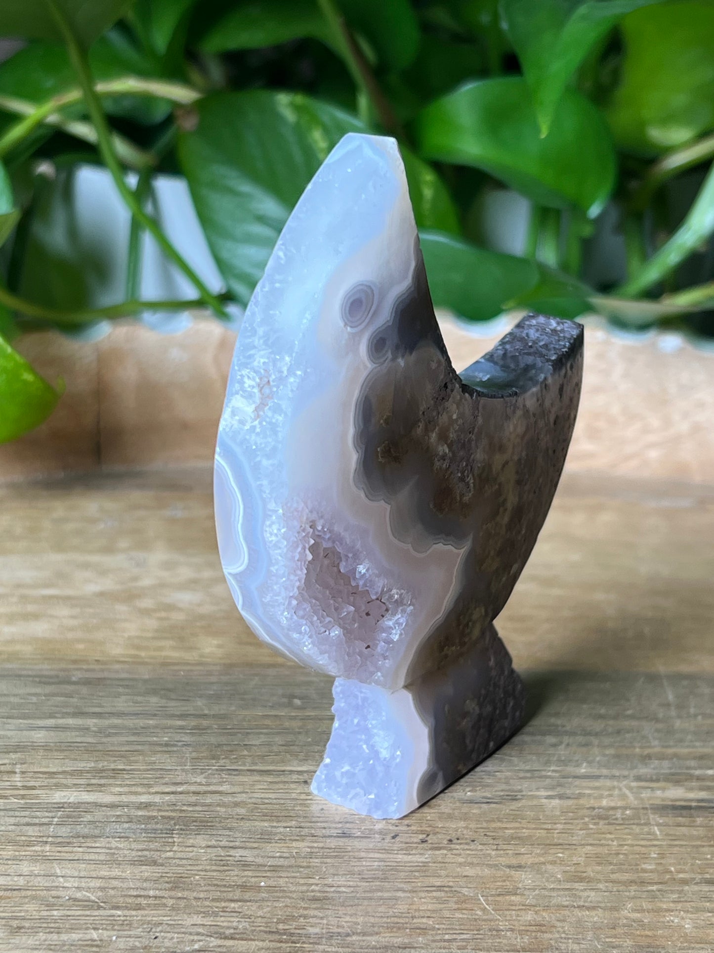 Scenic Moss Agate Moon Stand: AE