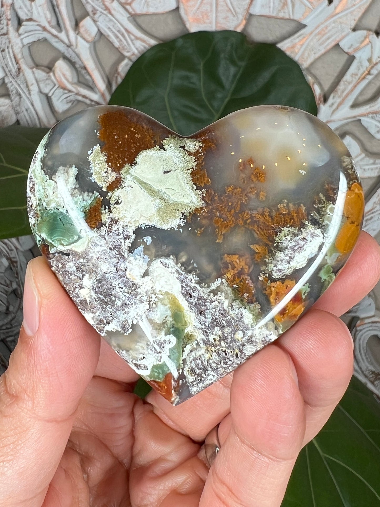 Scenic Moss Agate Heart