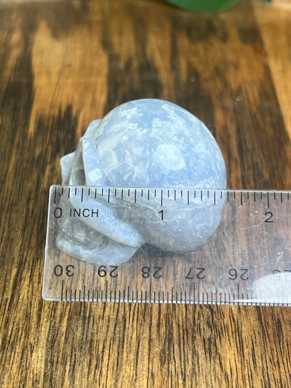 Blue Plume Agate Skull: BA