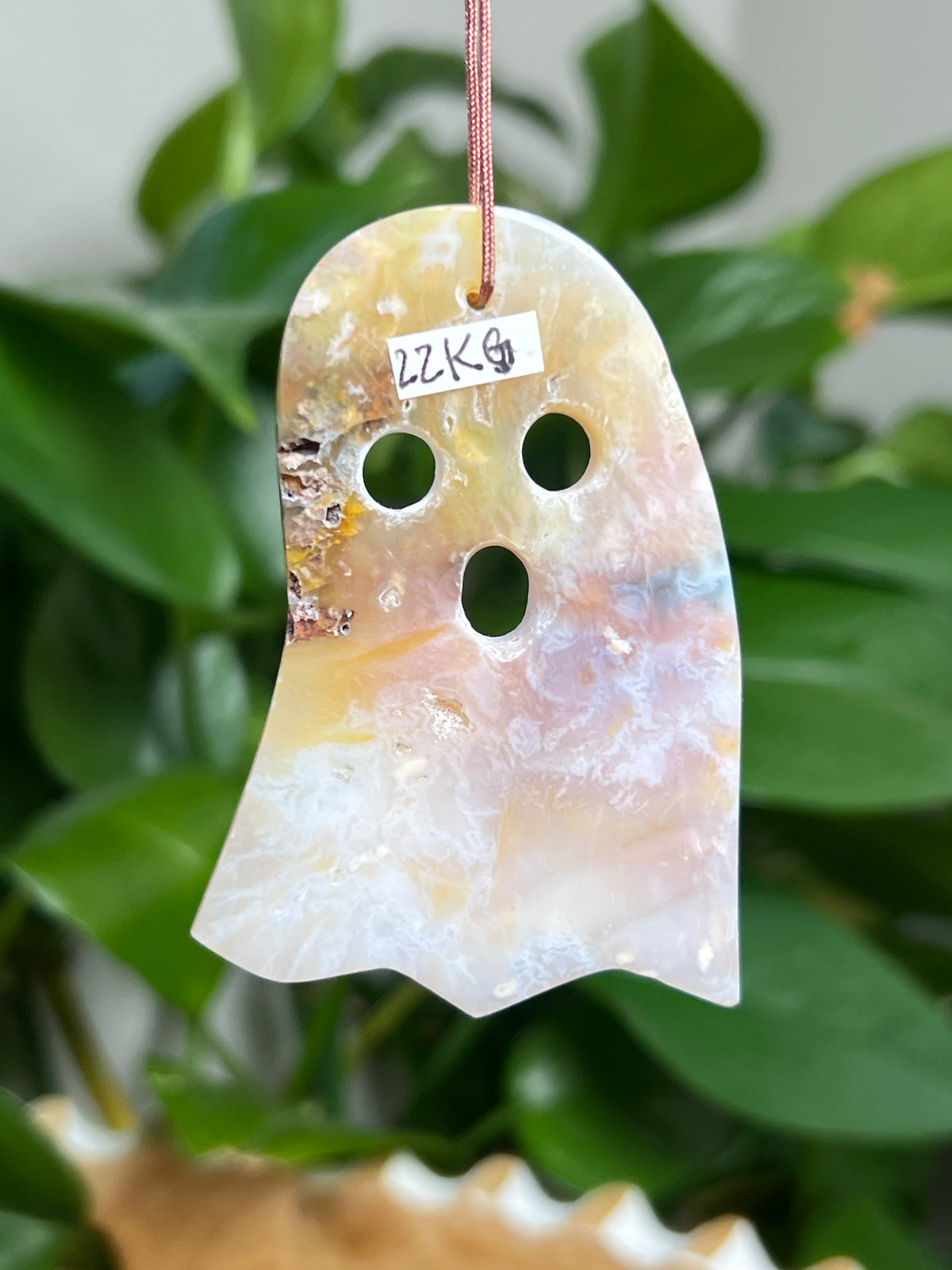 Rainbow Plume Agate Ornament Ghost: KG