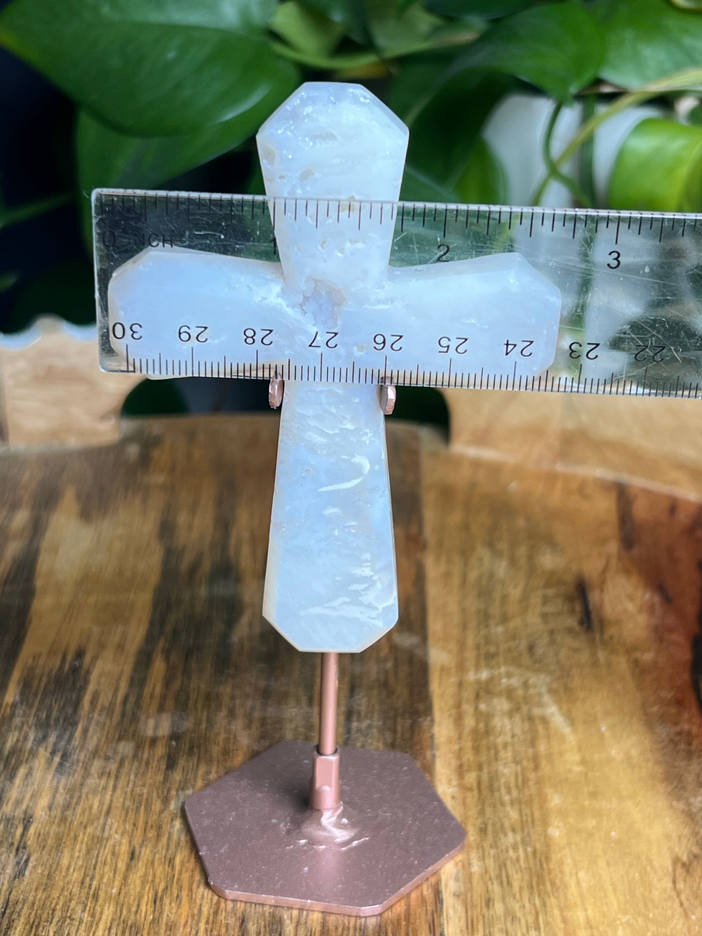 White Plume Agate Cross
