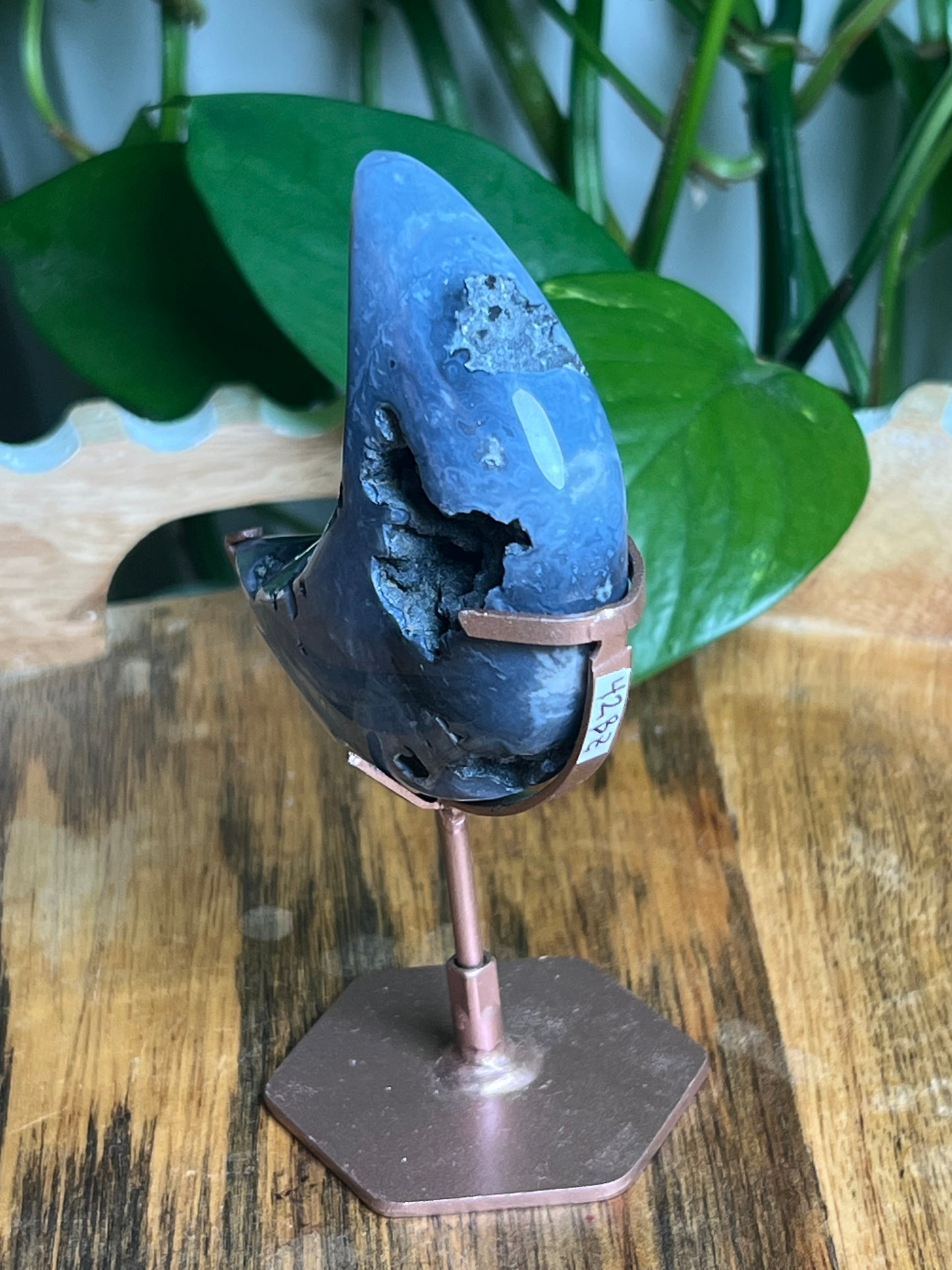 Blue Plume Agate Mini Puffy Moon: BZ