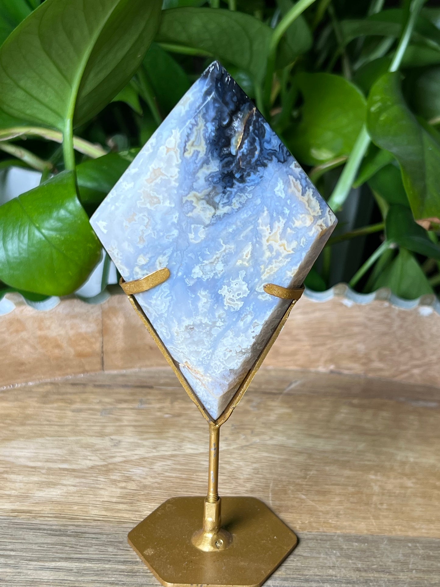 Blue Plume Agate Diamond