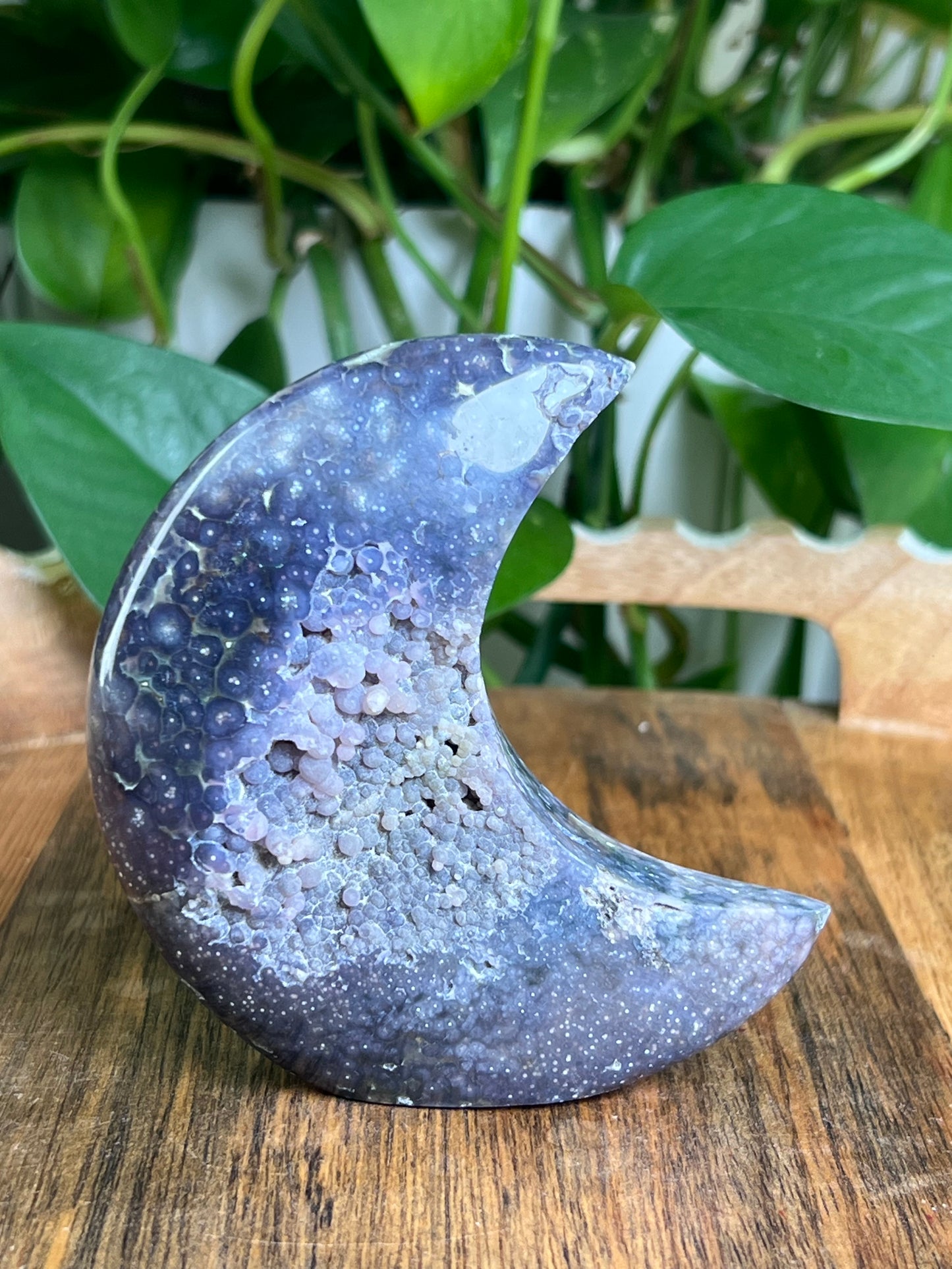 Grape Agate Self-Standing Moon: GE