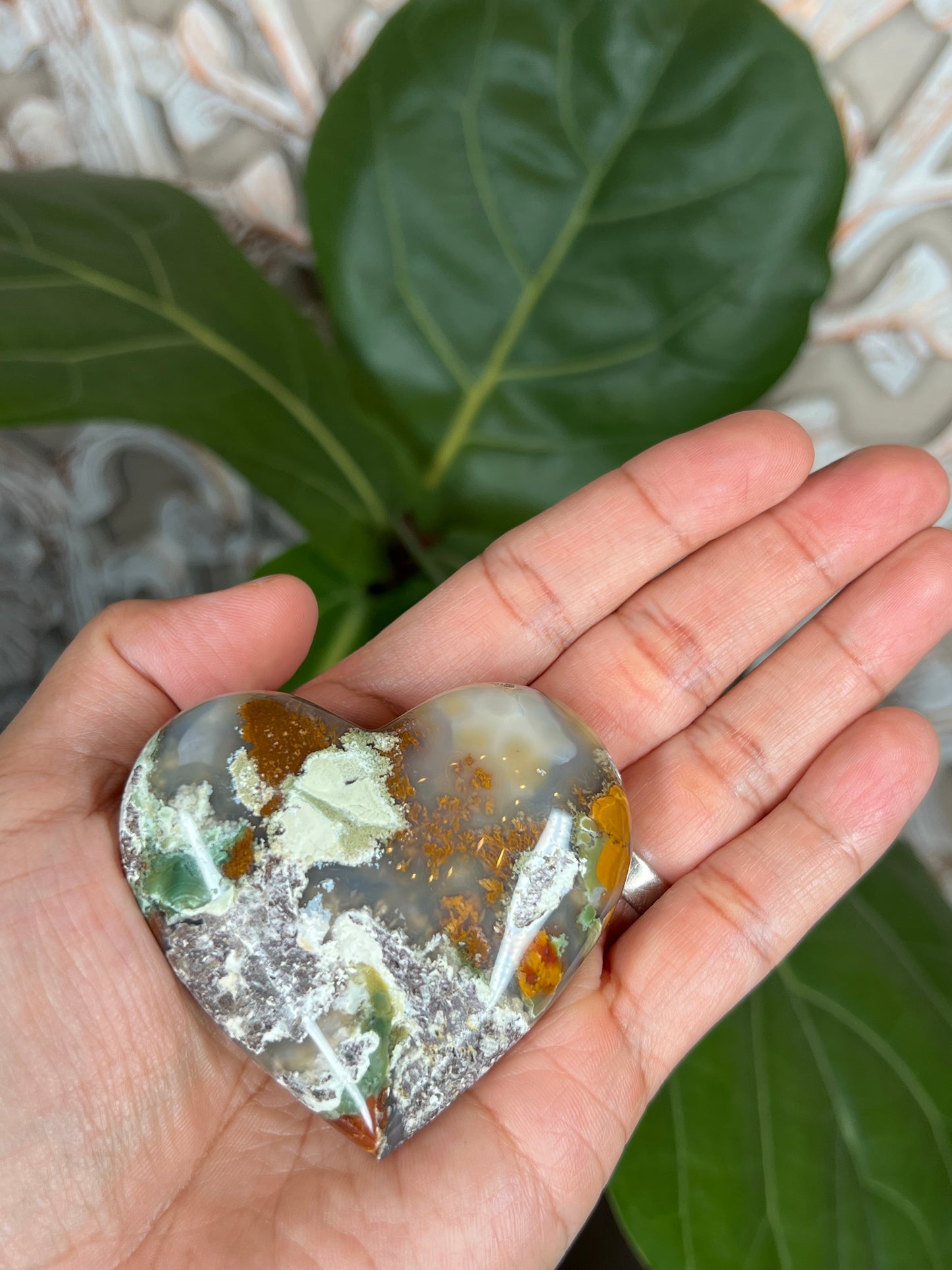 Scenic Moss Agate Heart