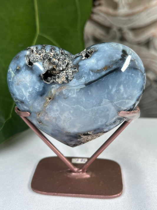Blue plume Agate heart