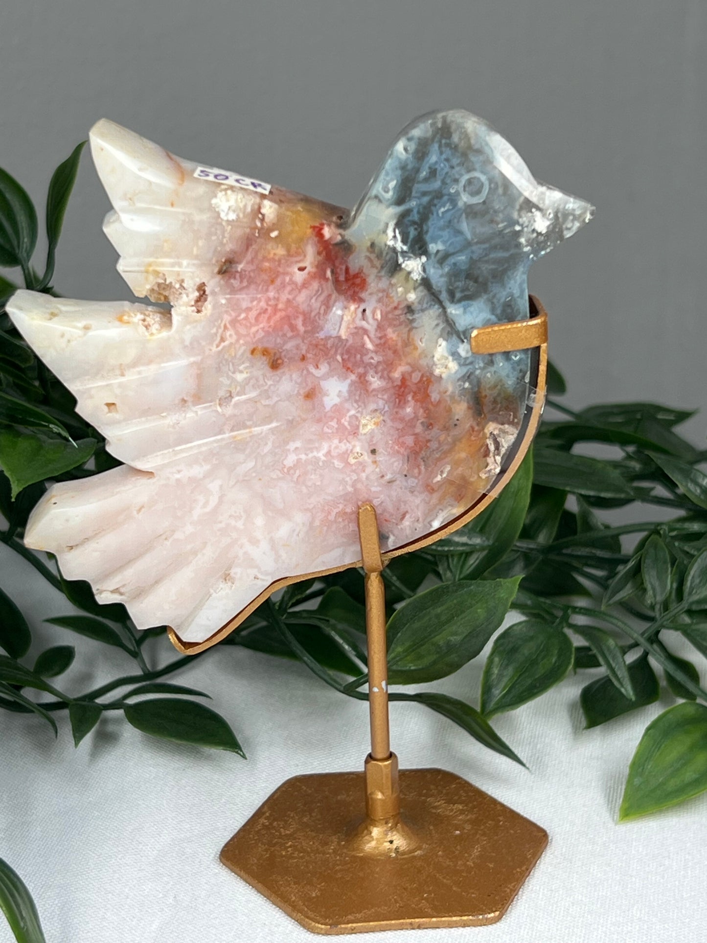Rainbow Plume Agate Bird