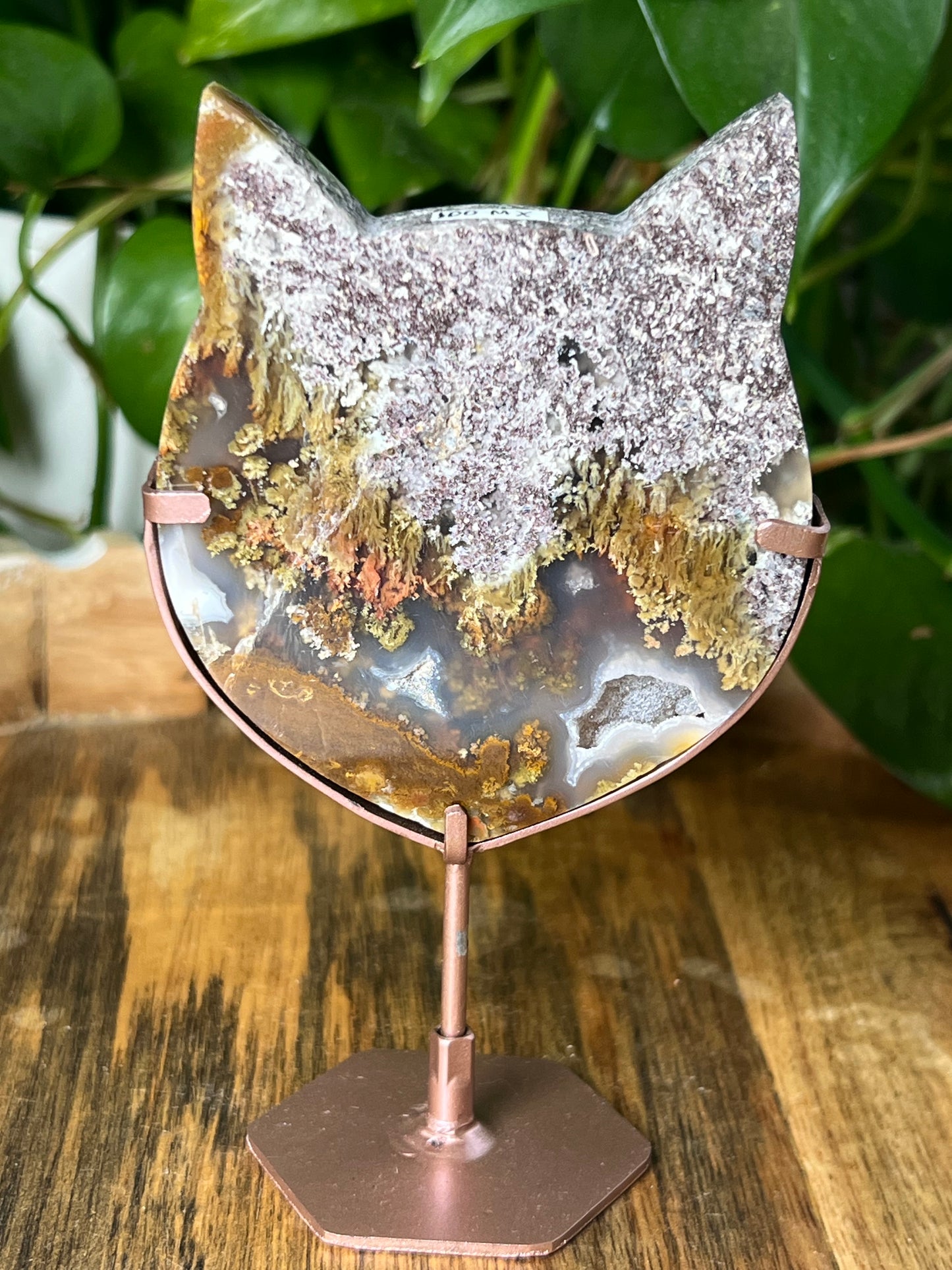Scenic Moss Agate Cat Head