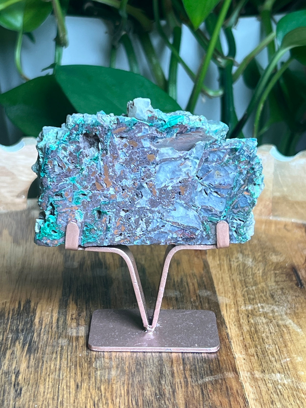 Copper In Malachite Chrysocolla and Chalcedony Slab: PB