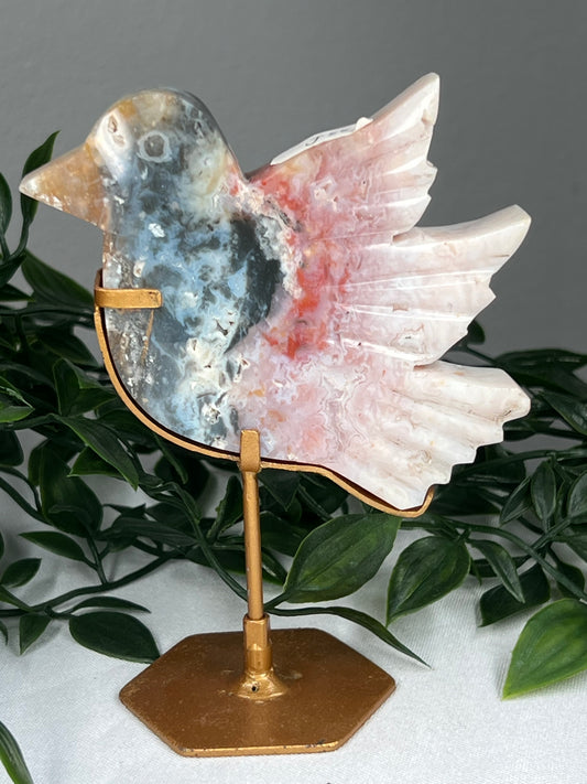 Rainbow Plume Agate Bird