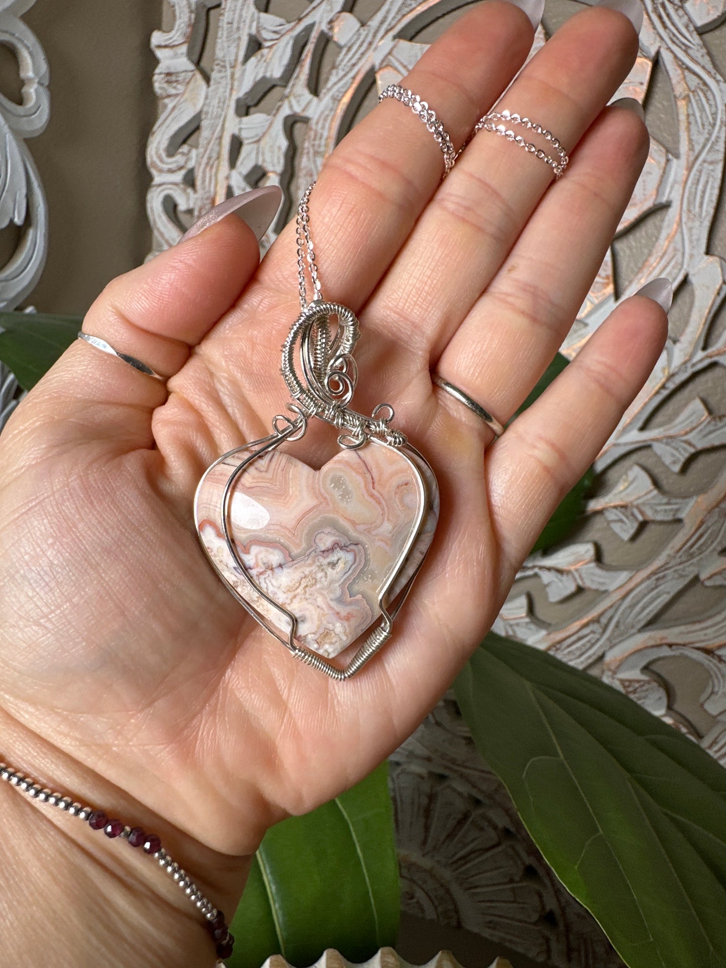 Crazy Lace Agate Wire Wrapped Necklace