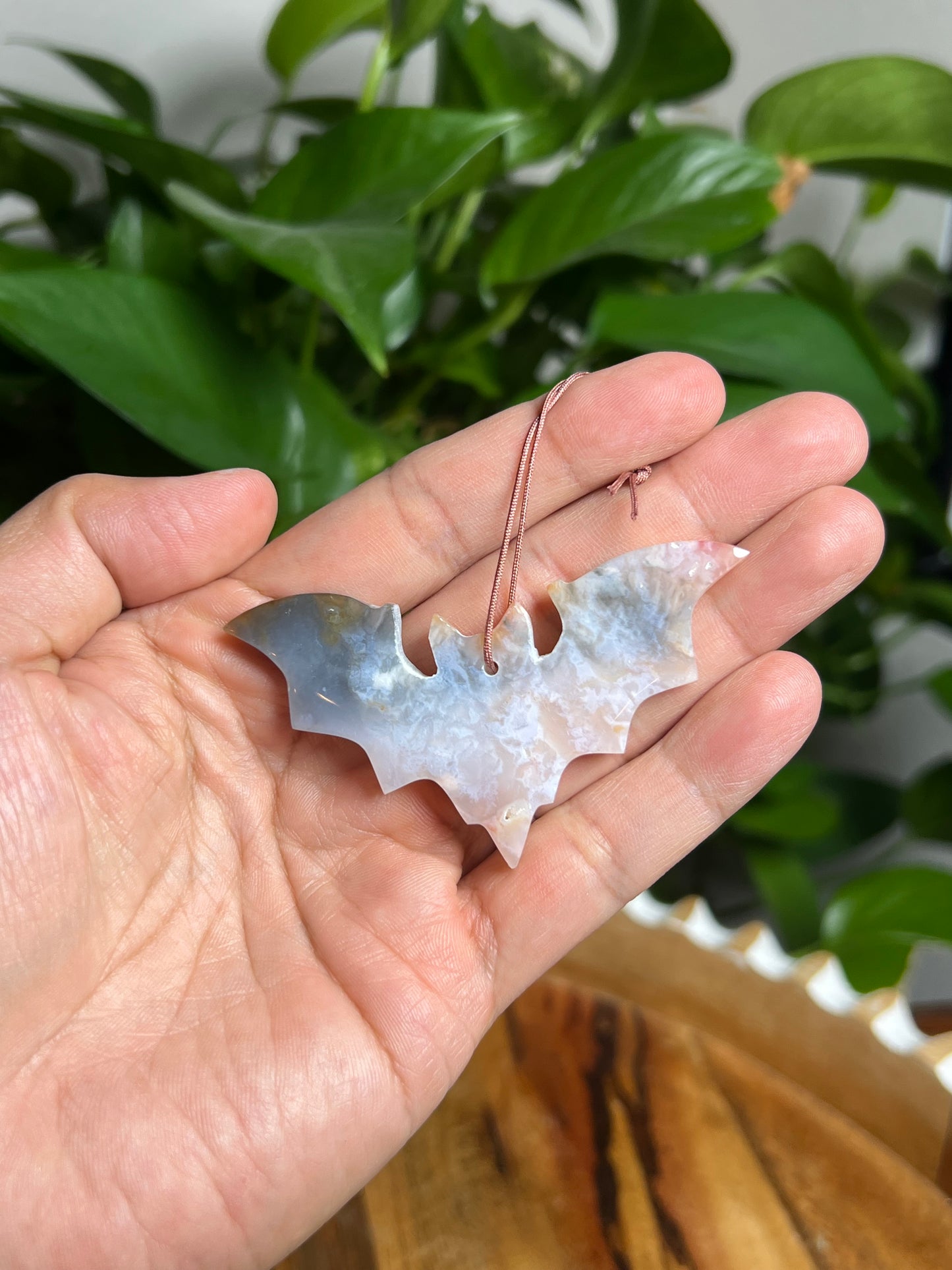 Rainbow Plume Agate Ornament Bat: EC