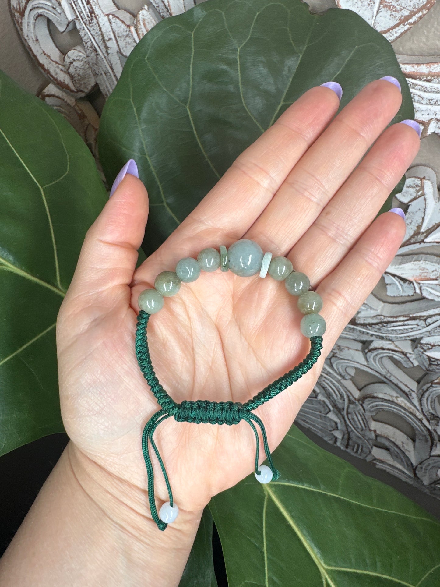 Adjustable Burmese Jade Beaded Bracelet