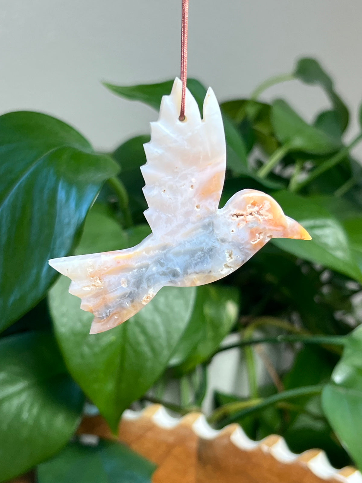 Rainbow Plume Agate Hummingbird Ornaments