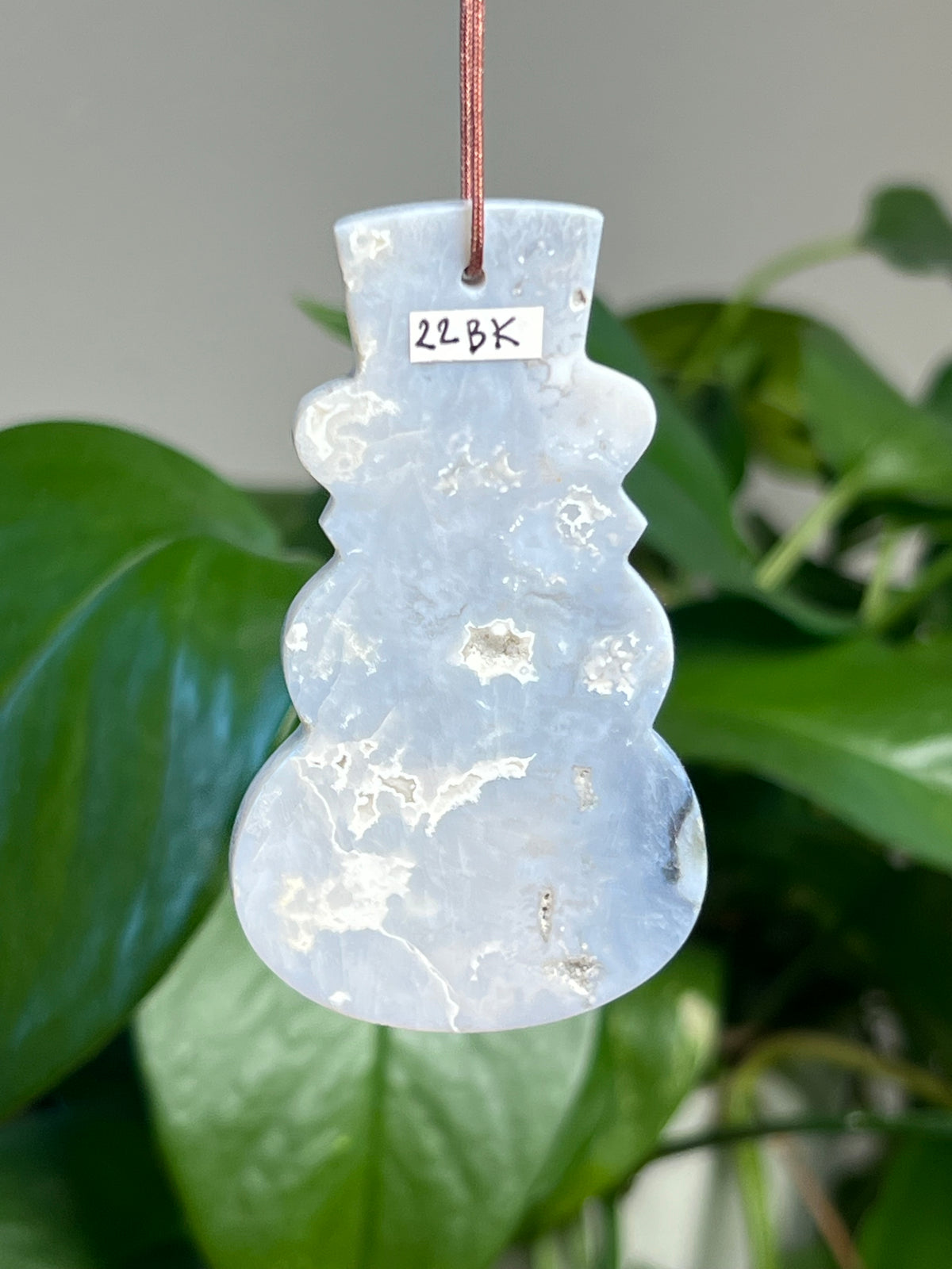 Blue Plume Agate Snowman Ornaments