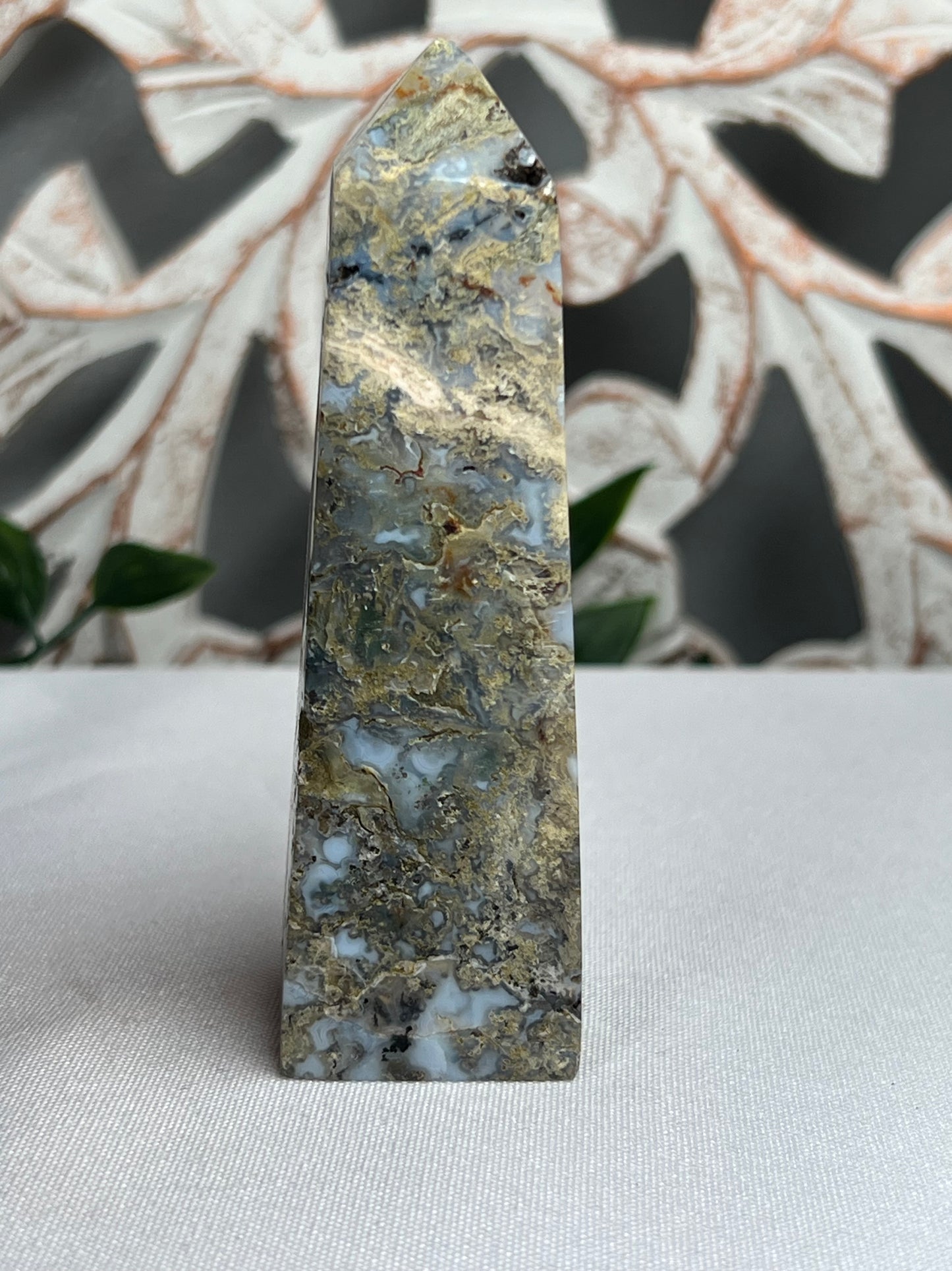 Green Moss Agate Tower