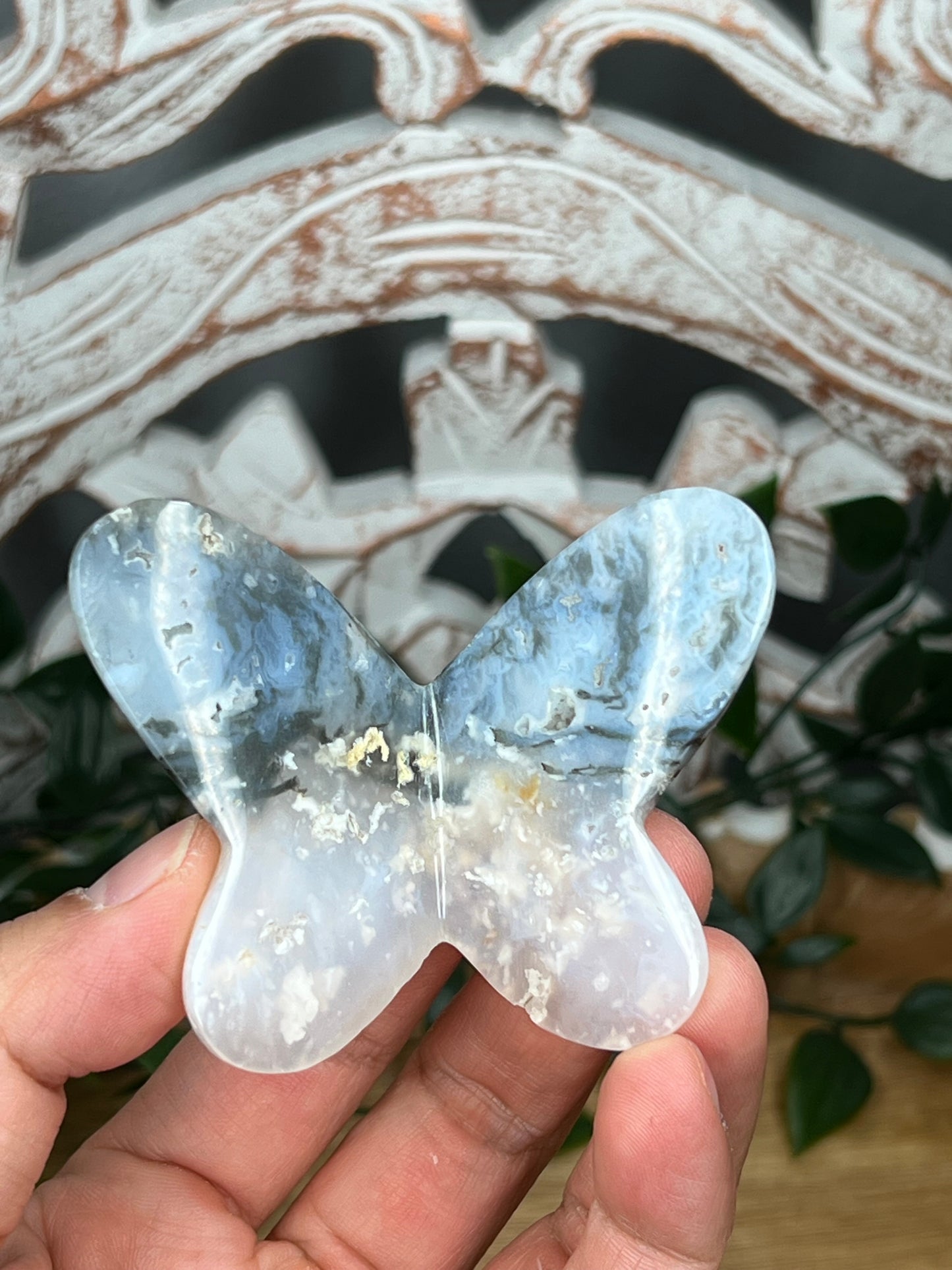 Rainbow Plume Agate 3D Butterfly