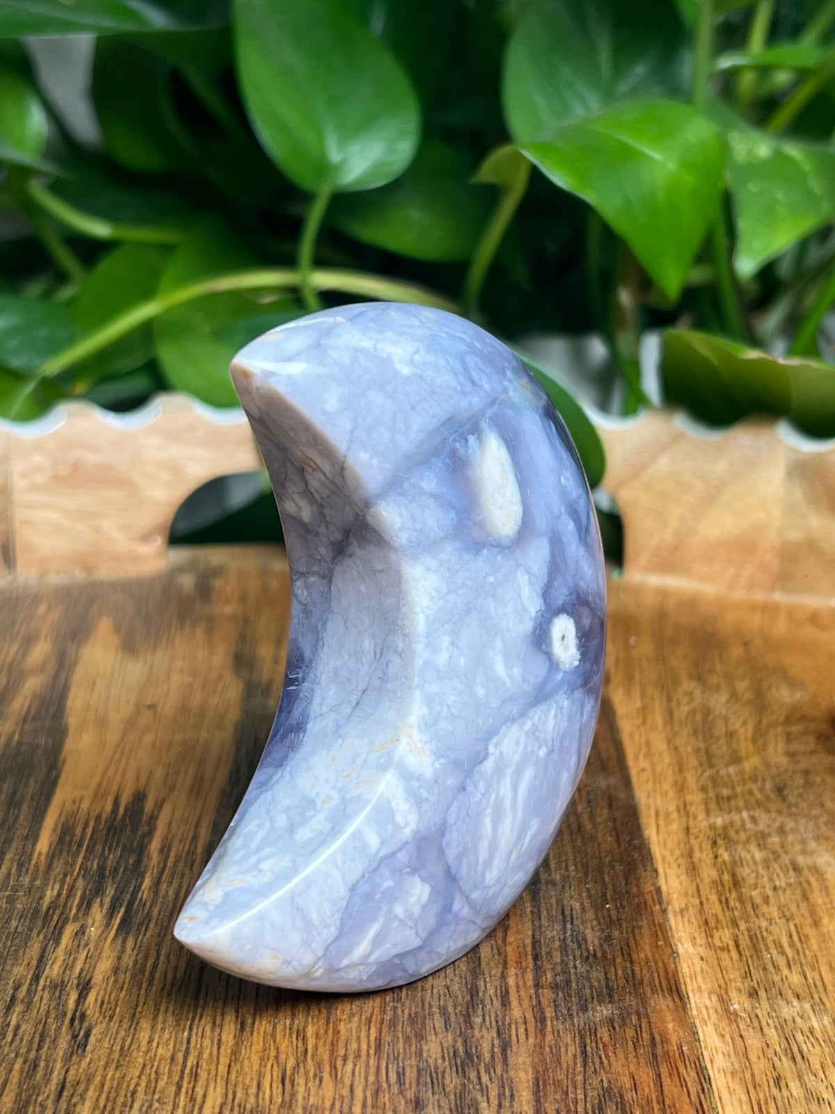 Purple Chalcedony Self-Standing Moon: AA