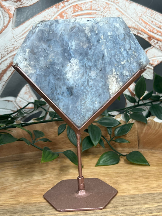 Blue Grey Lace Agate Diamond