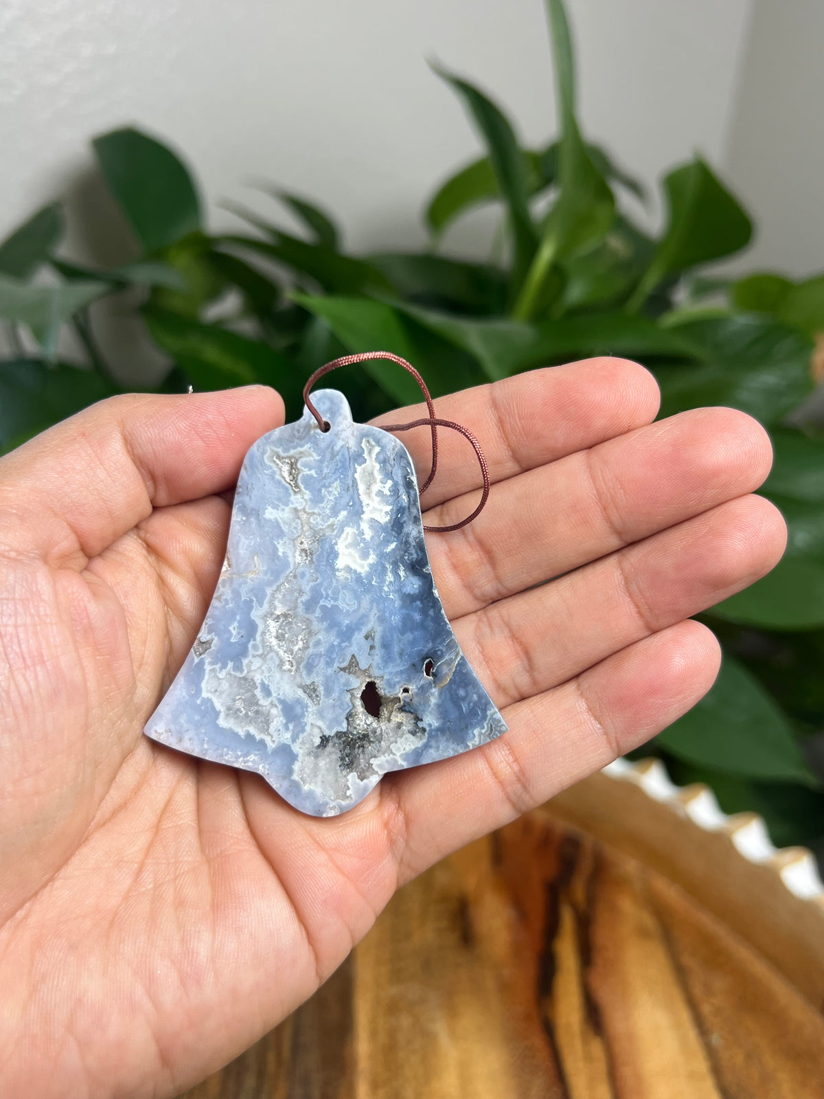 Blue Plume Agate Ornament Bell: BL