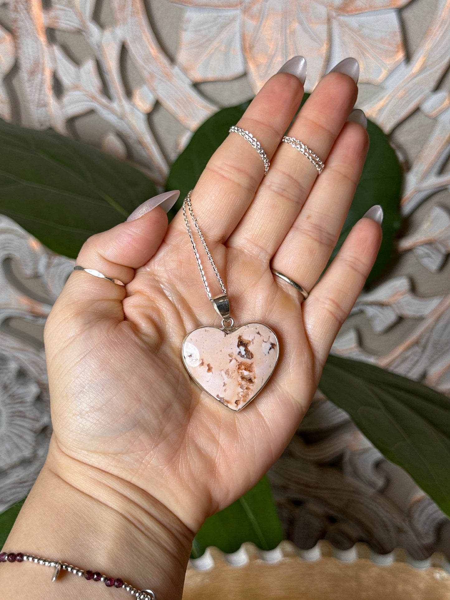Pink Carnelian Heart Pendant