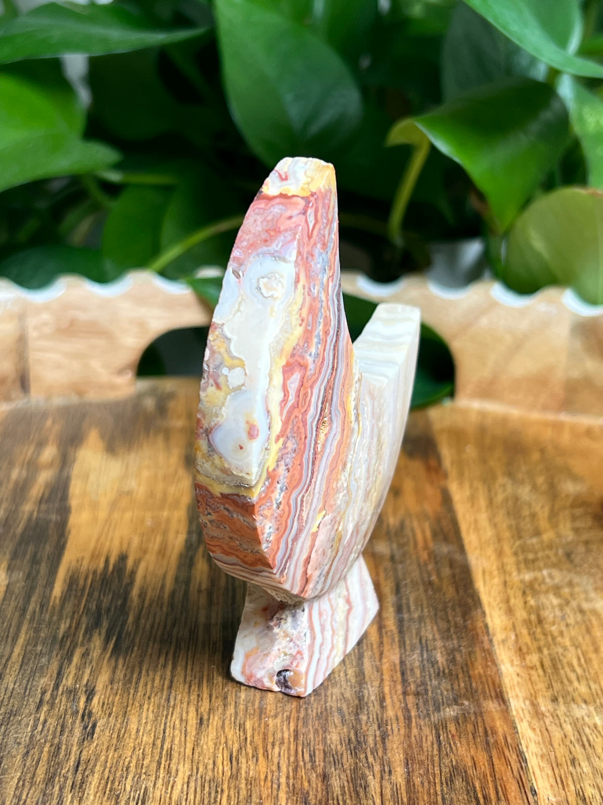 Crazy Lace Agate Self Standing Moon: NX
