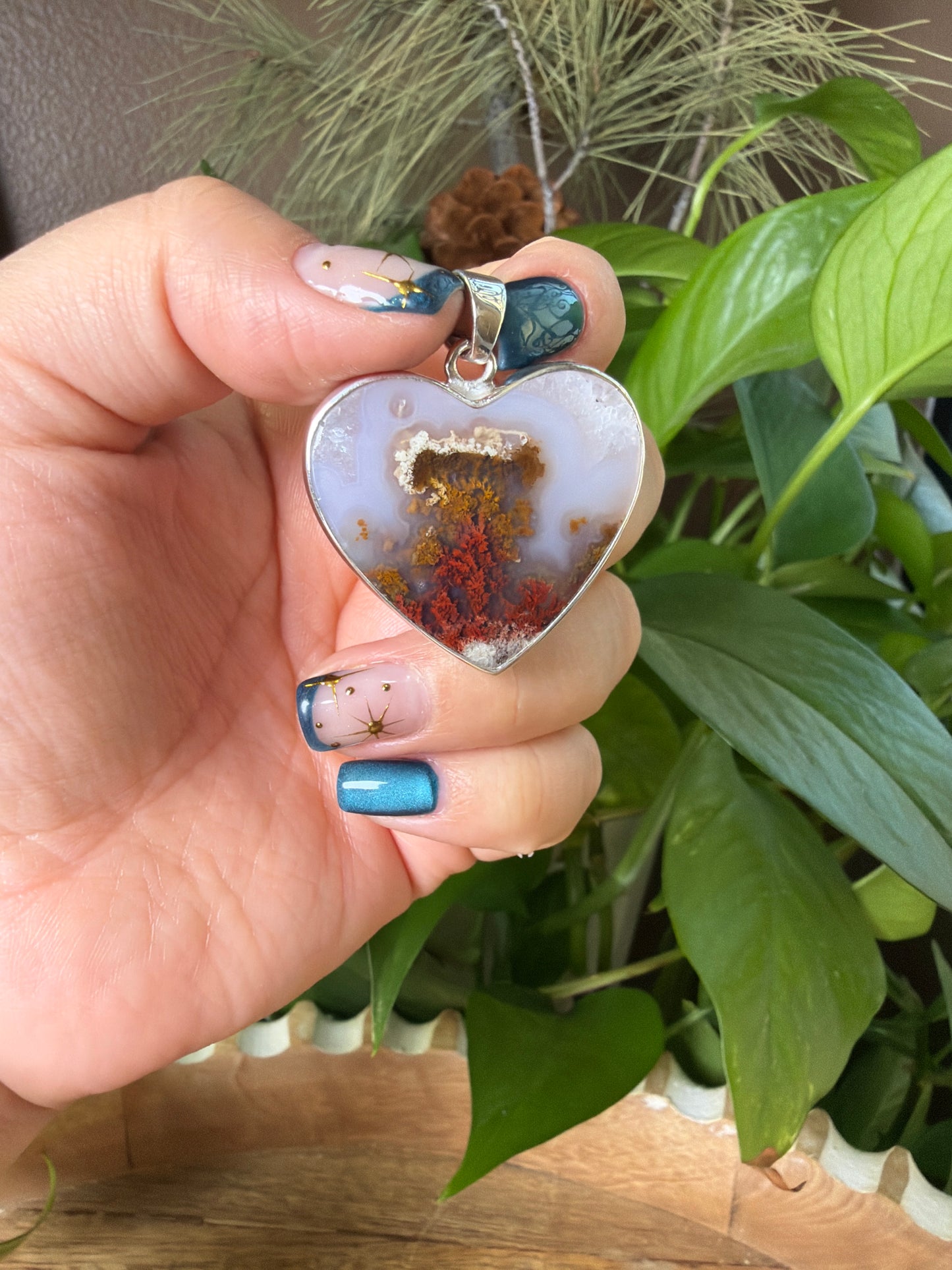 Scenic Moss Agate Heart Pendant