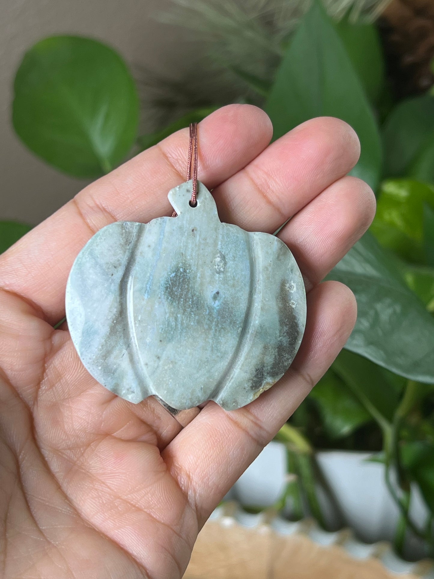 Blue Green Jasper Pumpkin Ornament