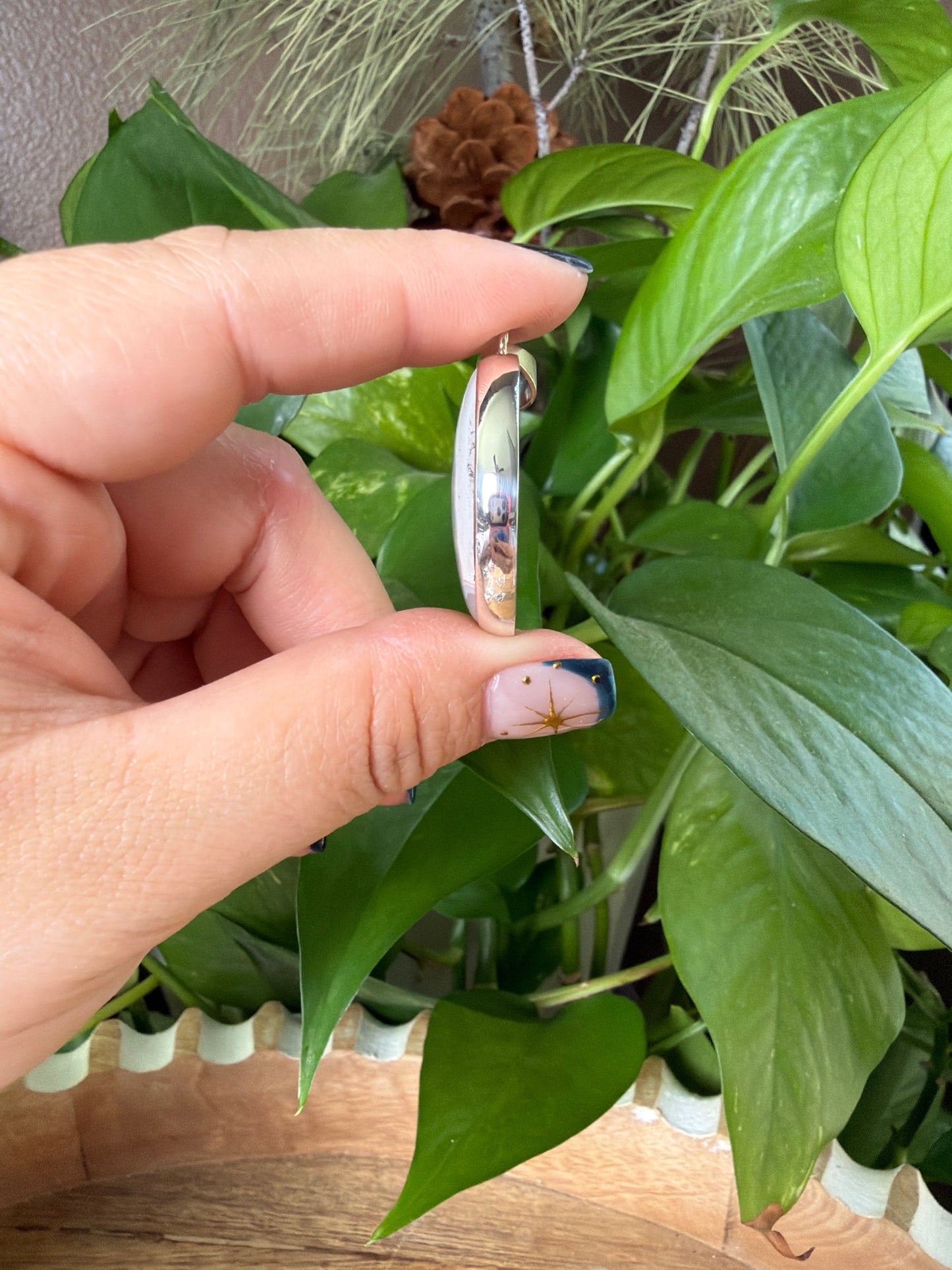 Scenic Moss Agate Moon Pendant