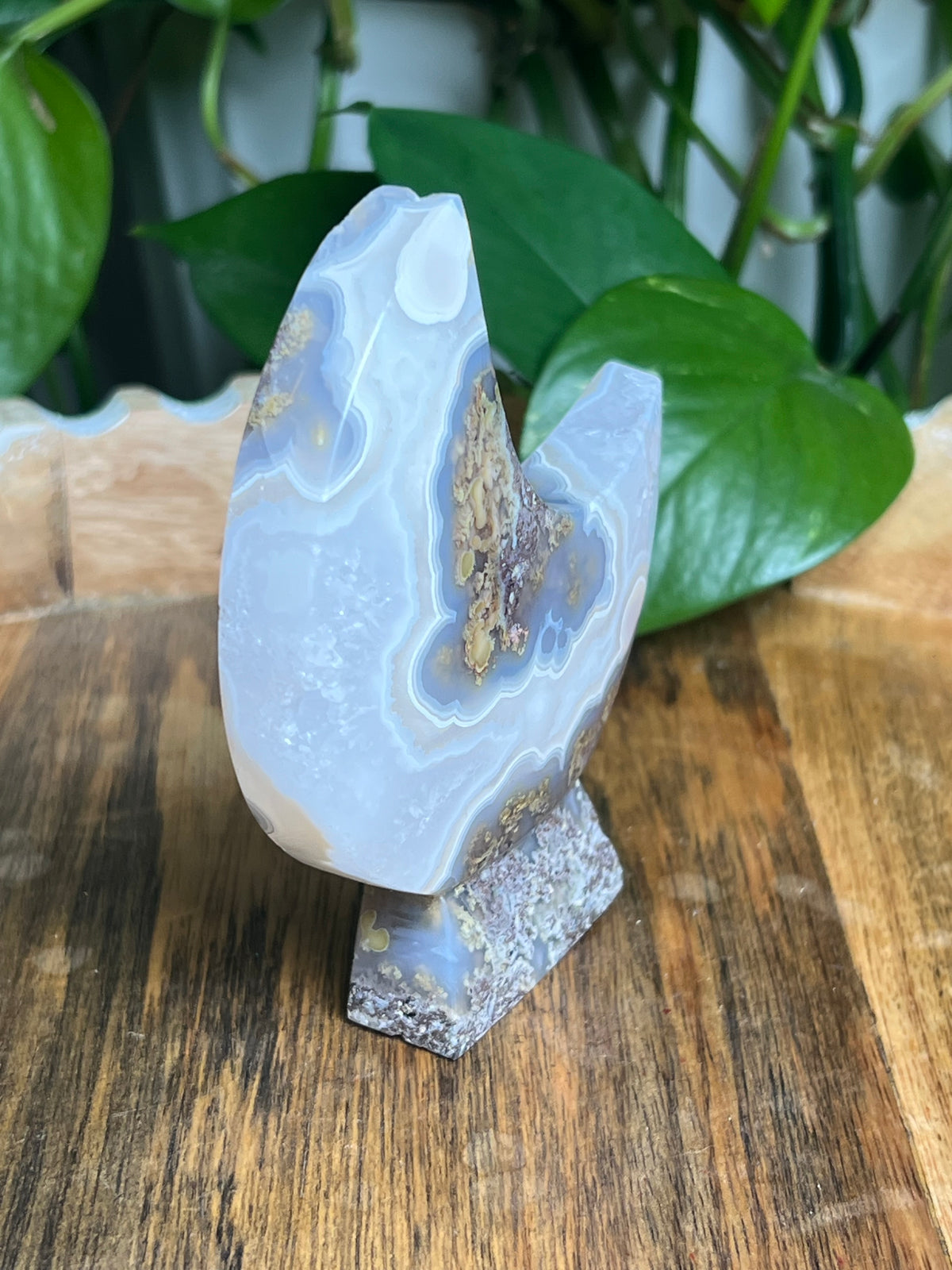 Scenic Moss Agate Self-Standing Moon: ND