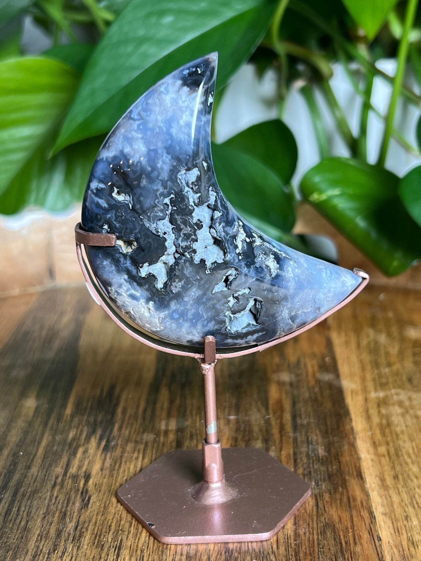 Blue Plume Agate Moon A