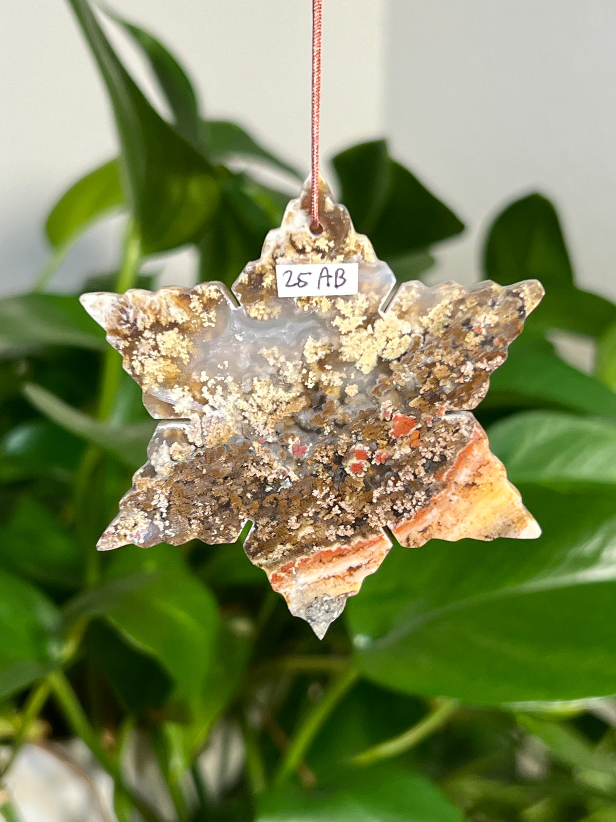 Scenic Moss Agate Snowflake Ornaments
