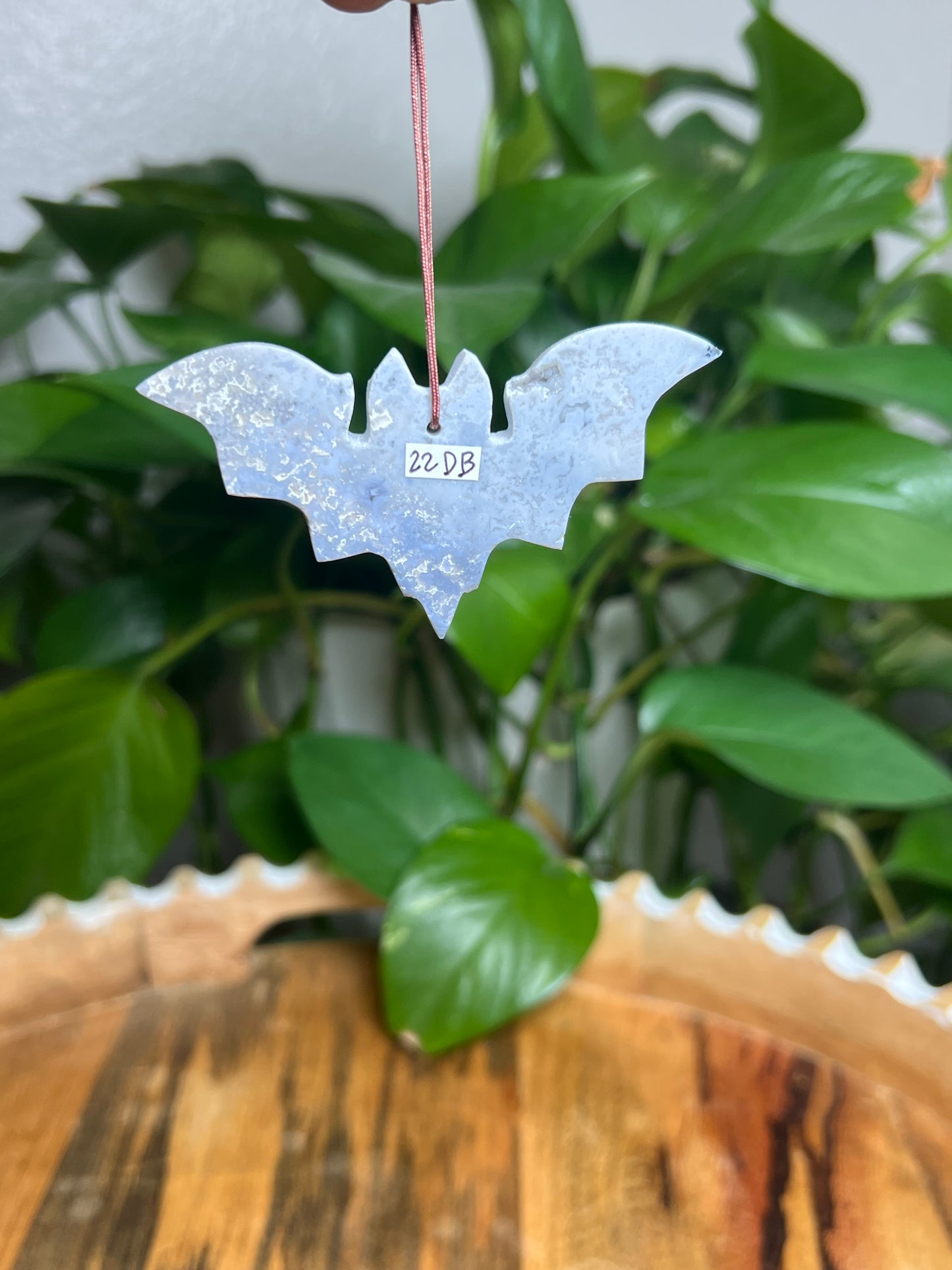 Blue Plume Agate Ornament Bat: DB