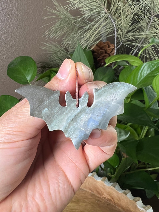 Blue Green Jasper Bat Ornament