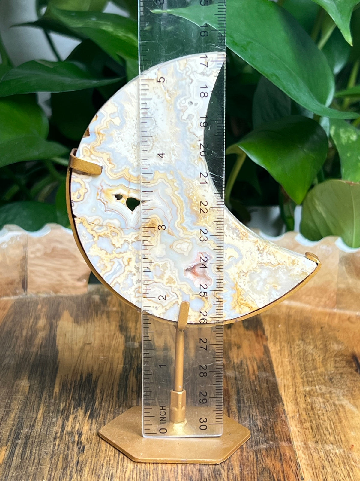 Yellow Crazy Lace Agate Moon: EM