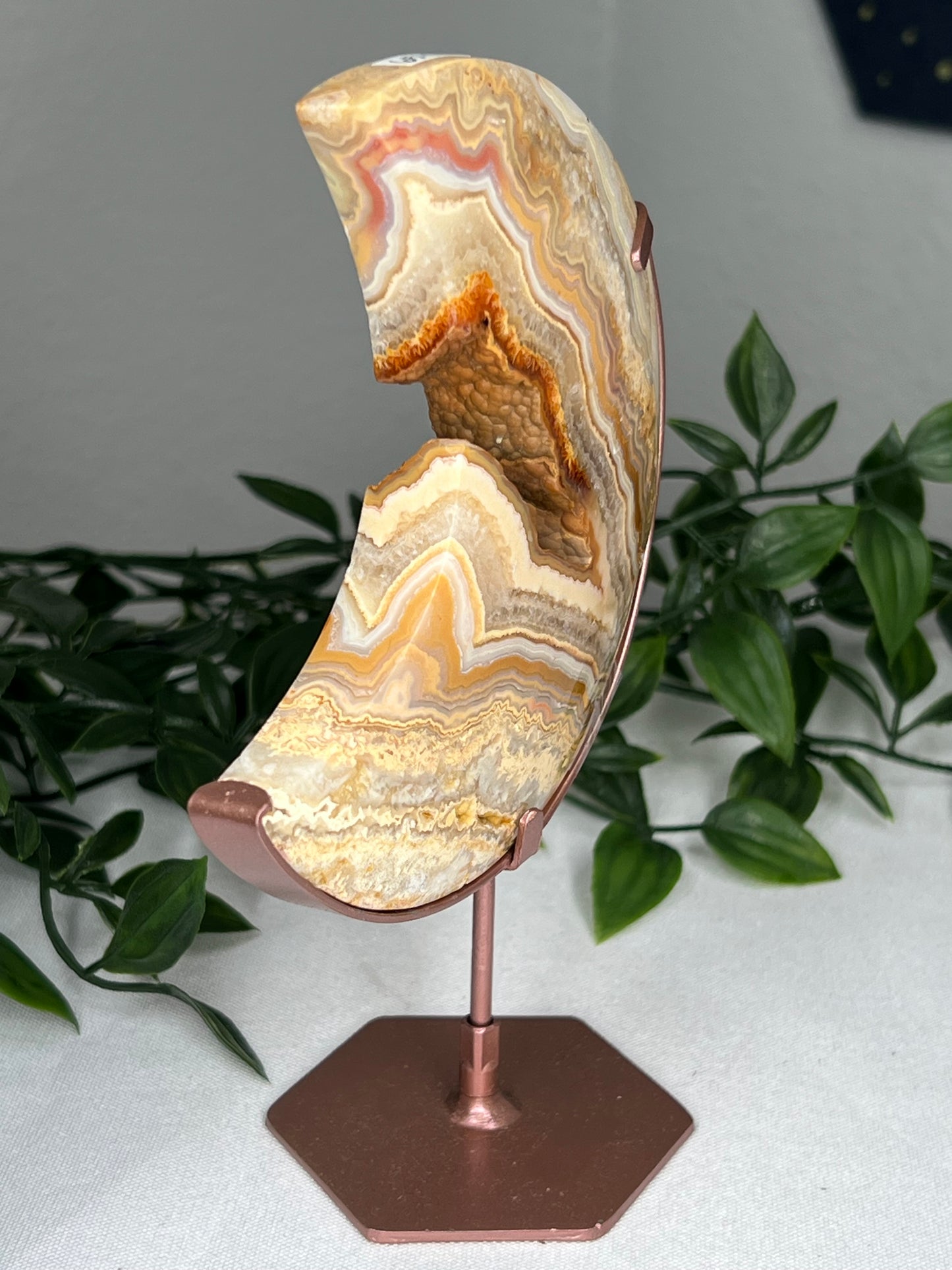 Yellow Crazy Lace Agate Moon