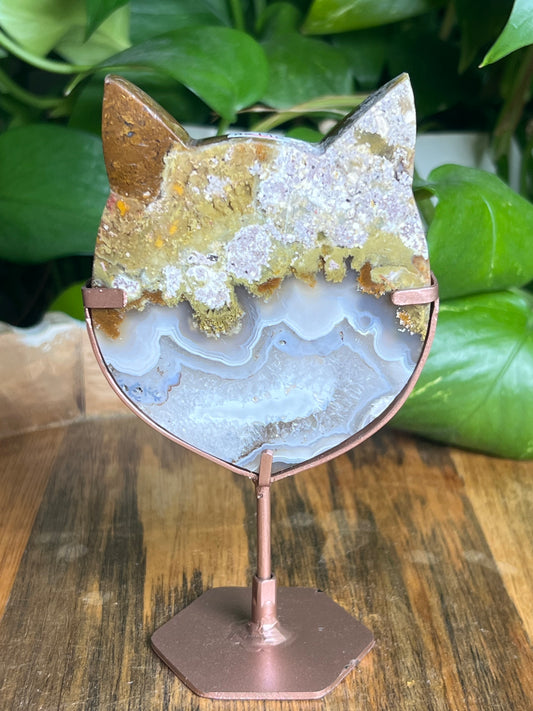 Scenic Moss Agate Cat Head