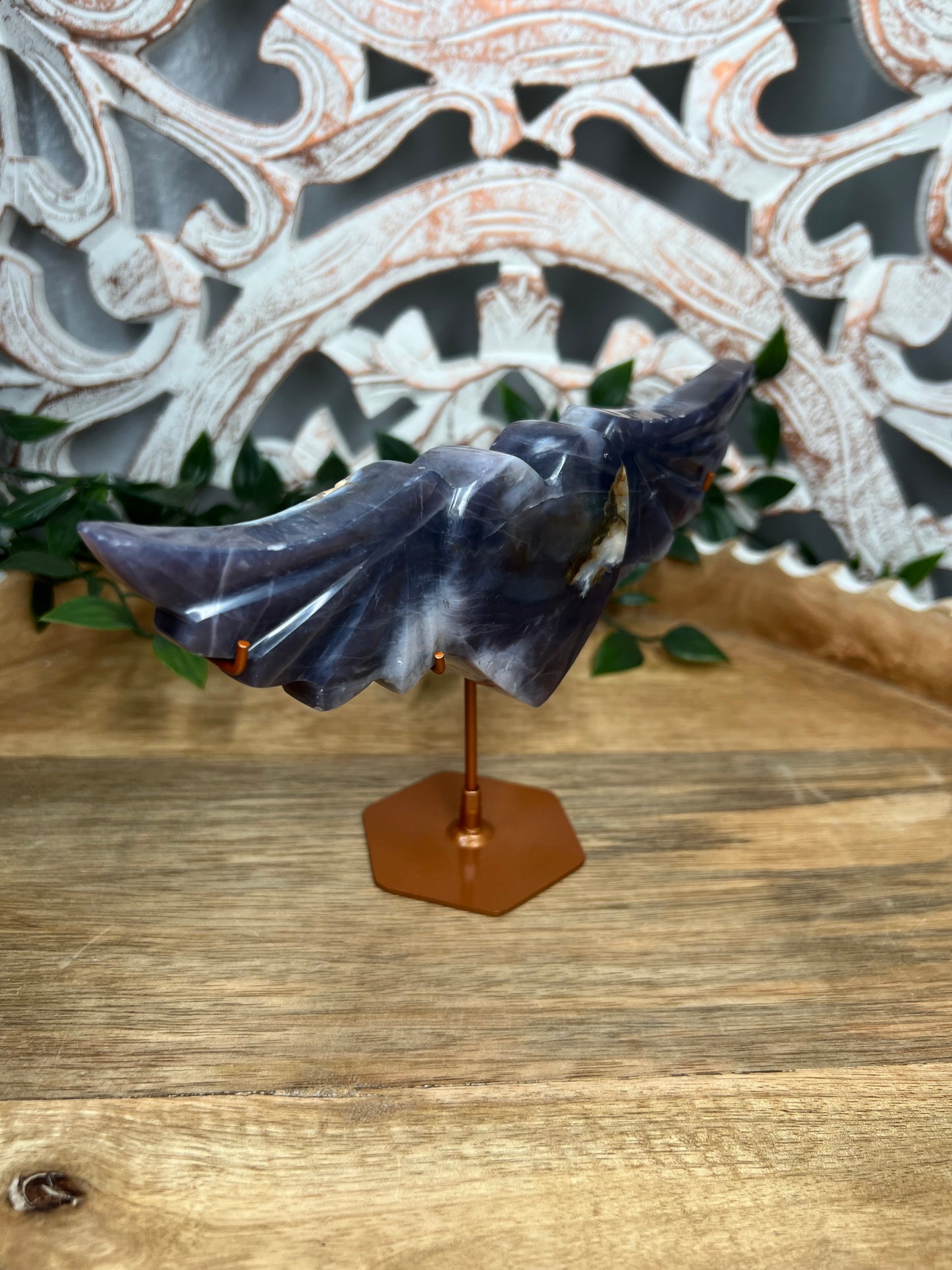 Purple Chalcedony Heart Wings