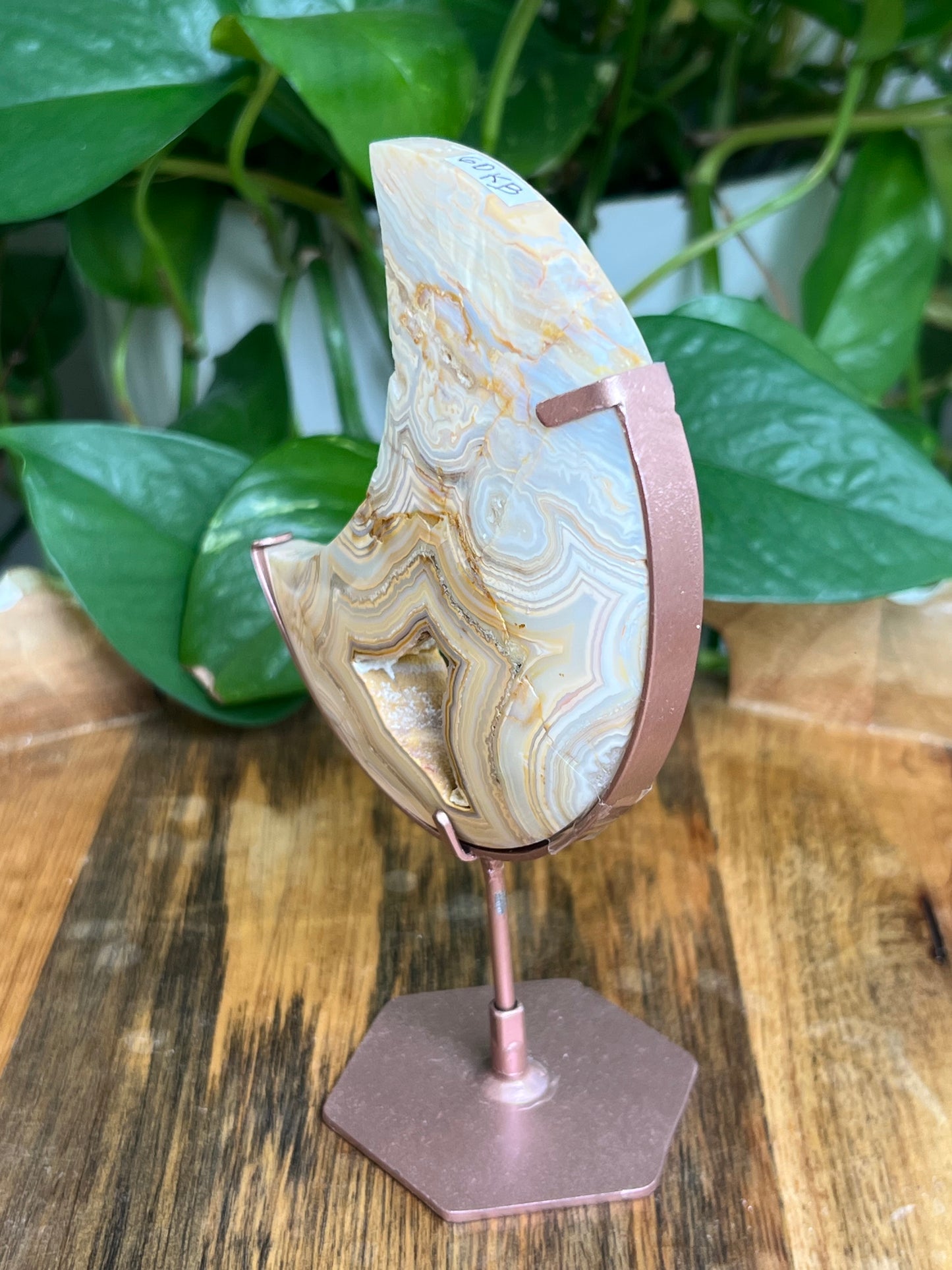 Yellow Crazy Lace Agate Moon: KB