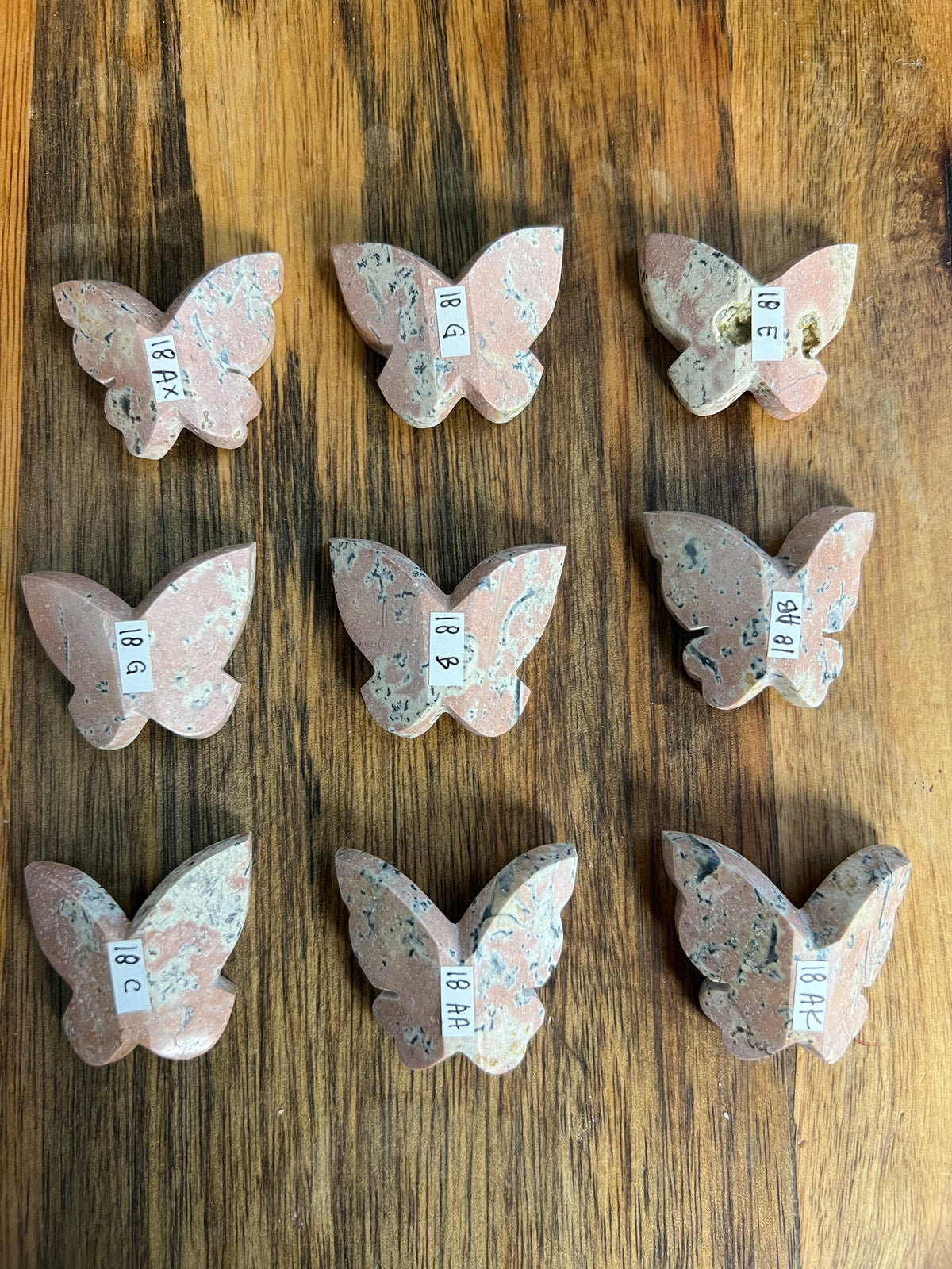 Peachy Pink Dendritic Jasper Mini 3D Butterflies