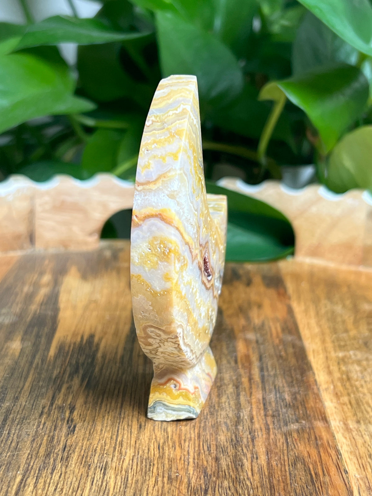 Crazy Lace Agate Self Standing Moon: DB
