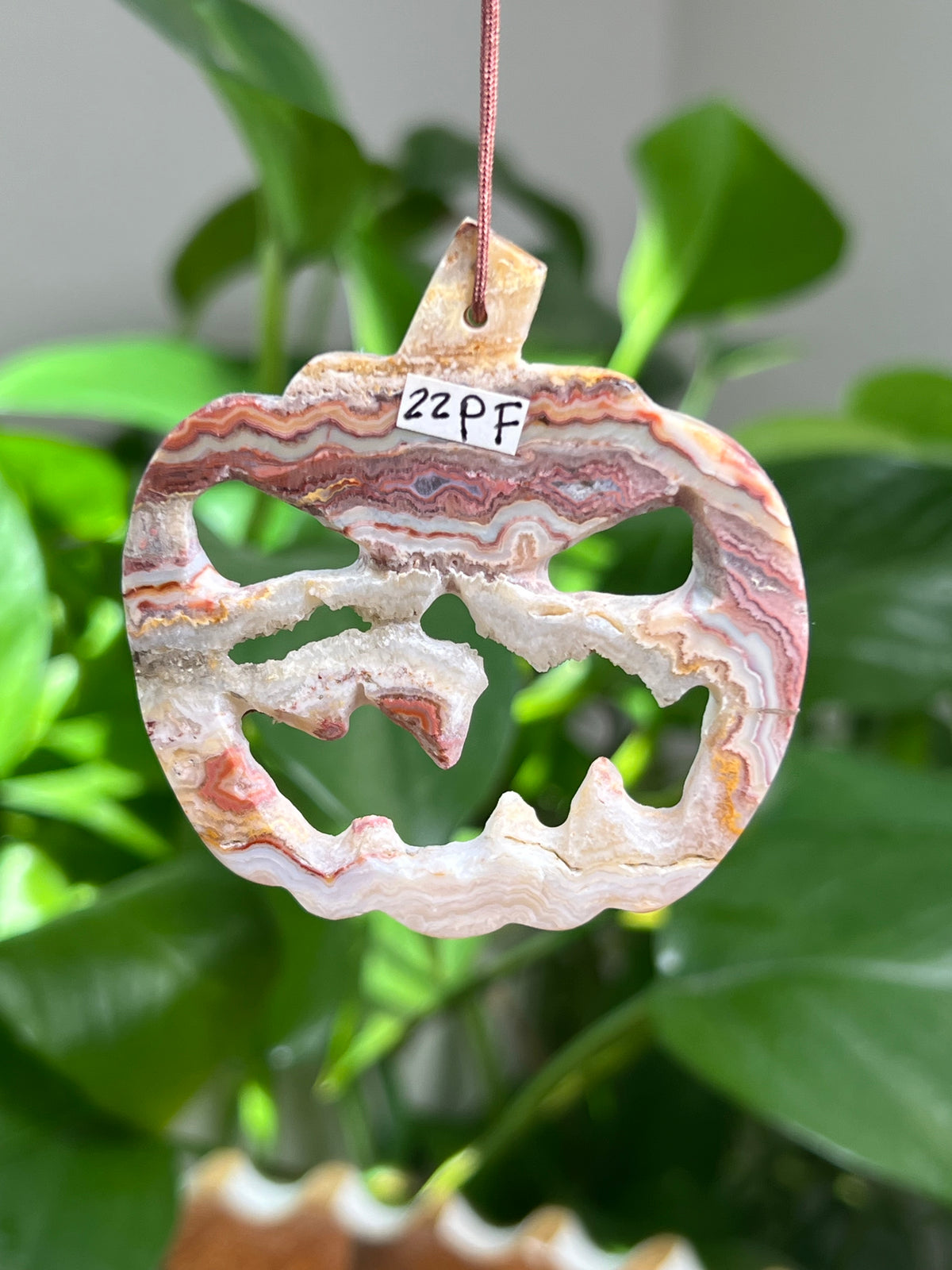 Crazy Lace Agate Ornament Pumpkin:  PF