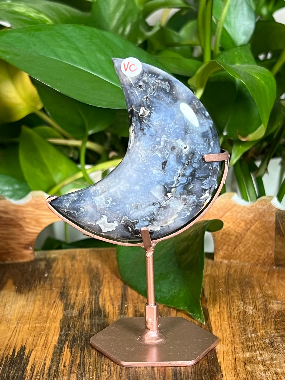 Blue Plume Agate Mini Puffy Moons