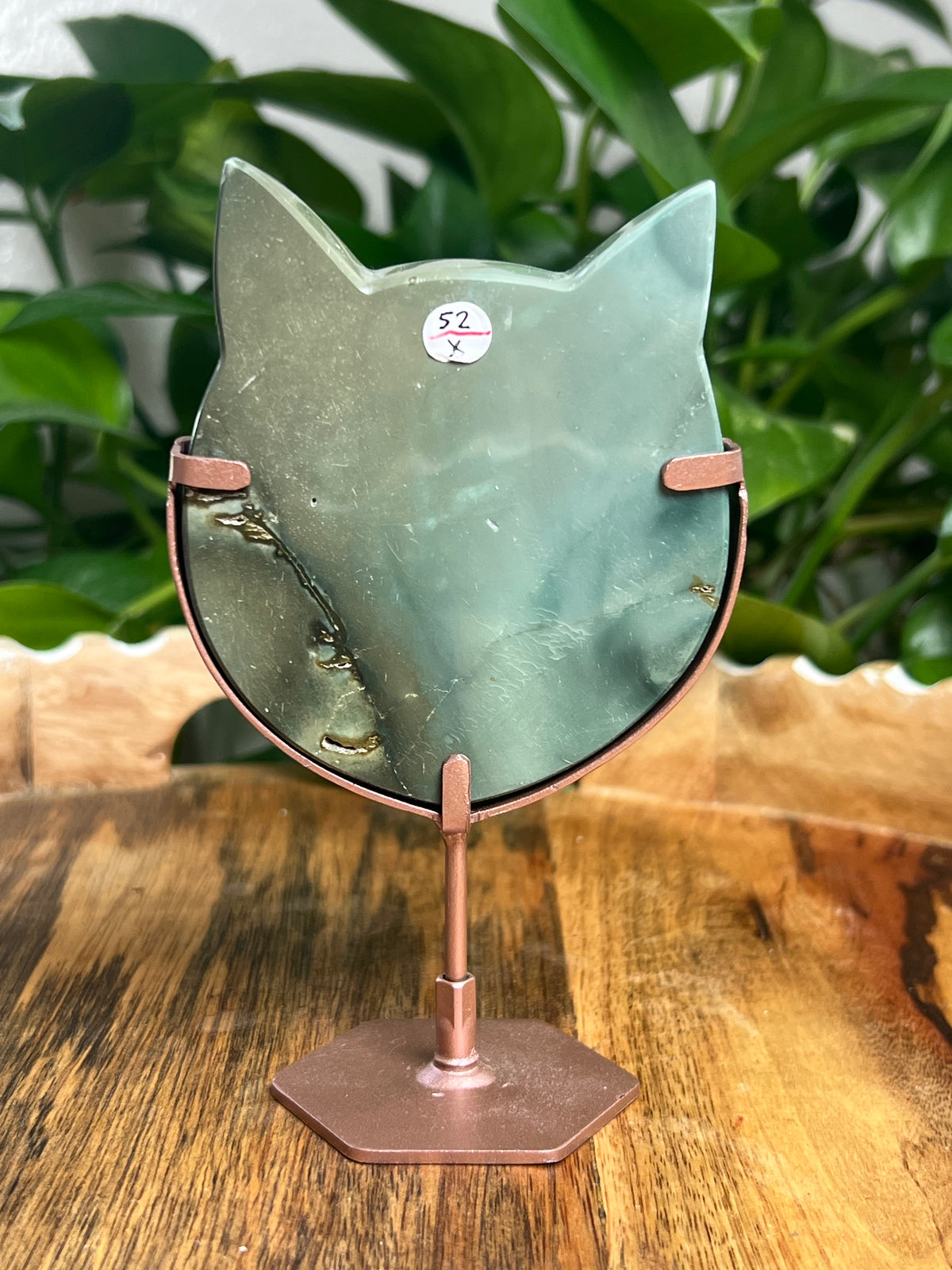 Blue Green Jasper Cat Head: X