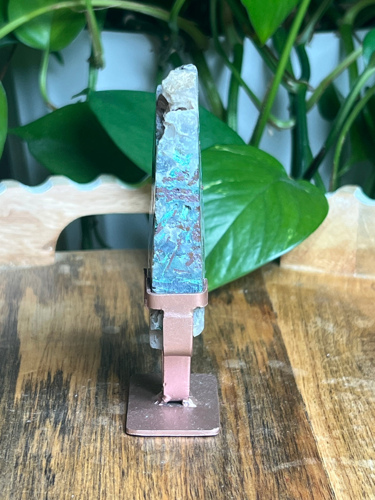 Copper In Malachite Chrysocolla and Chalcedony Slab: R