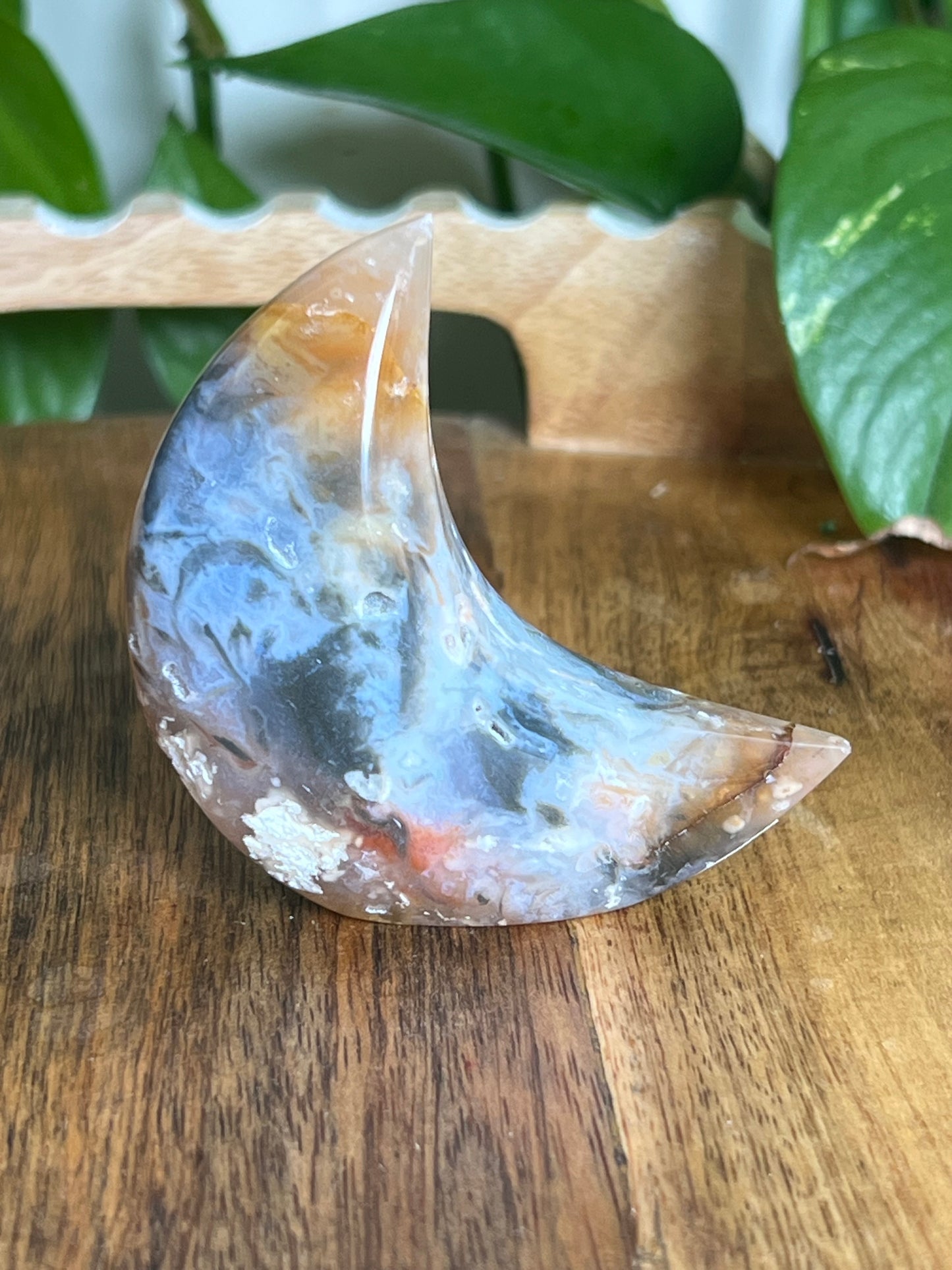 Rainbow Plume Agate Moon G