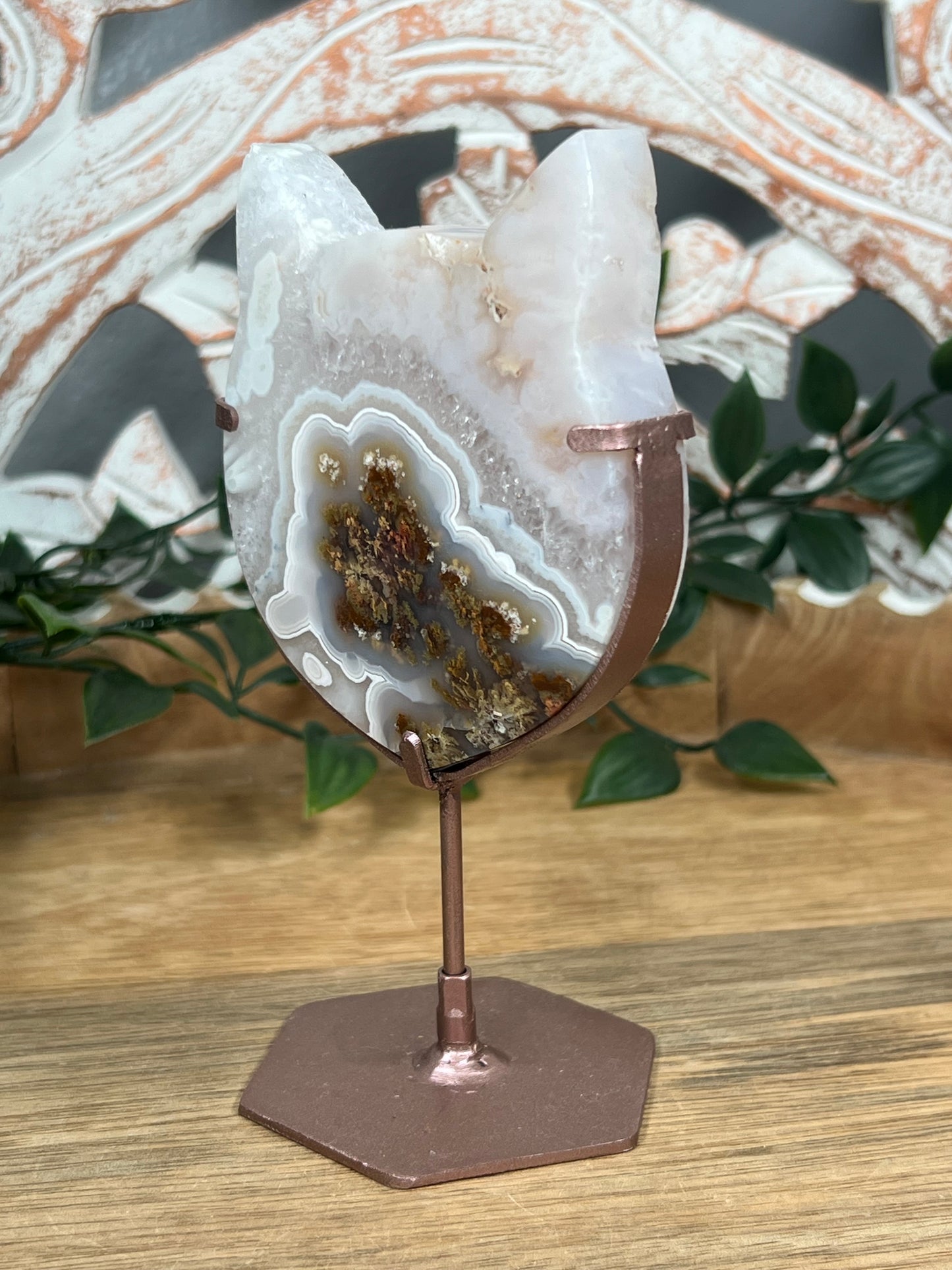 Scenic Moss Agate Cat Head